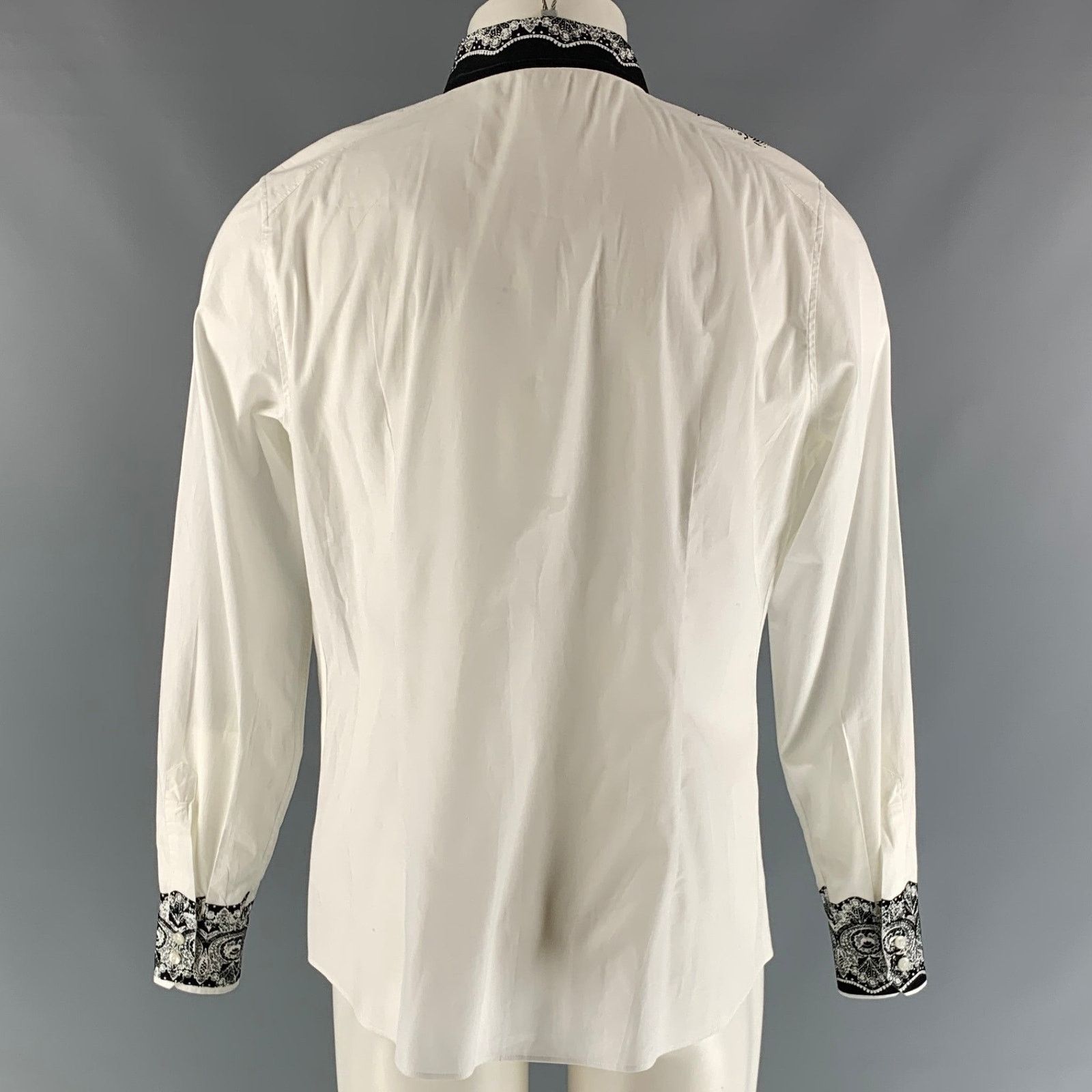 Etro ETRO Size 14 White Black Cotton & Elastane Print Shirt Size XL / US 12-14 / IT 48-50 - 4 Thumbnail