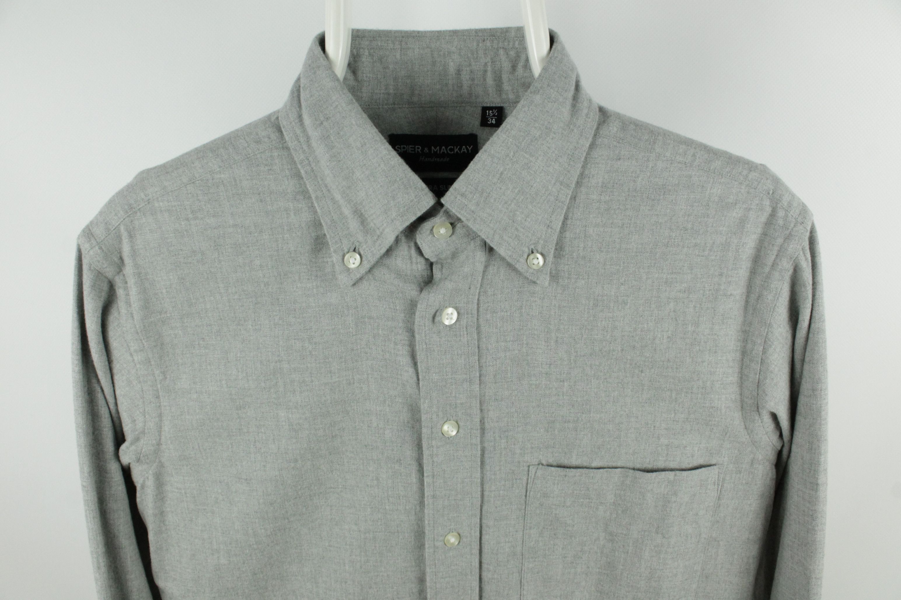 Designer Spier & Mackay Handmade Light Flannel Slim Fit Dress Shirt Size US M / EU 48-50 / 2 - 2 Thumbnail