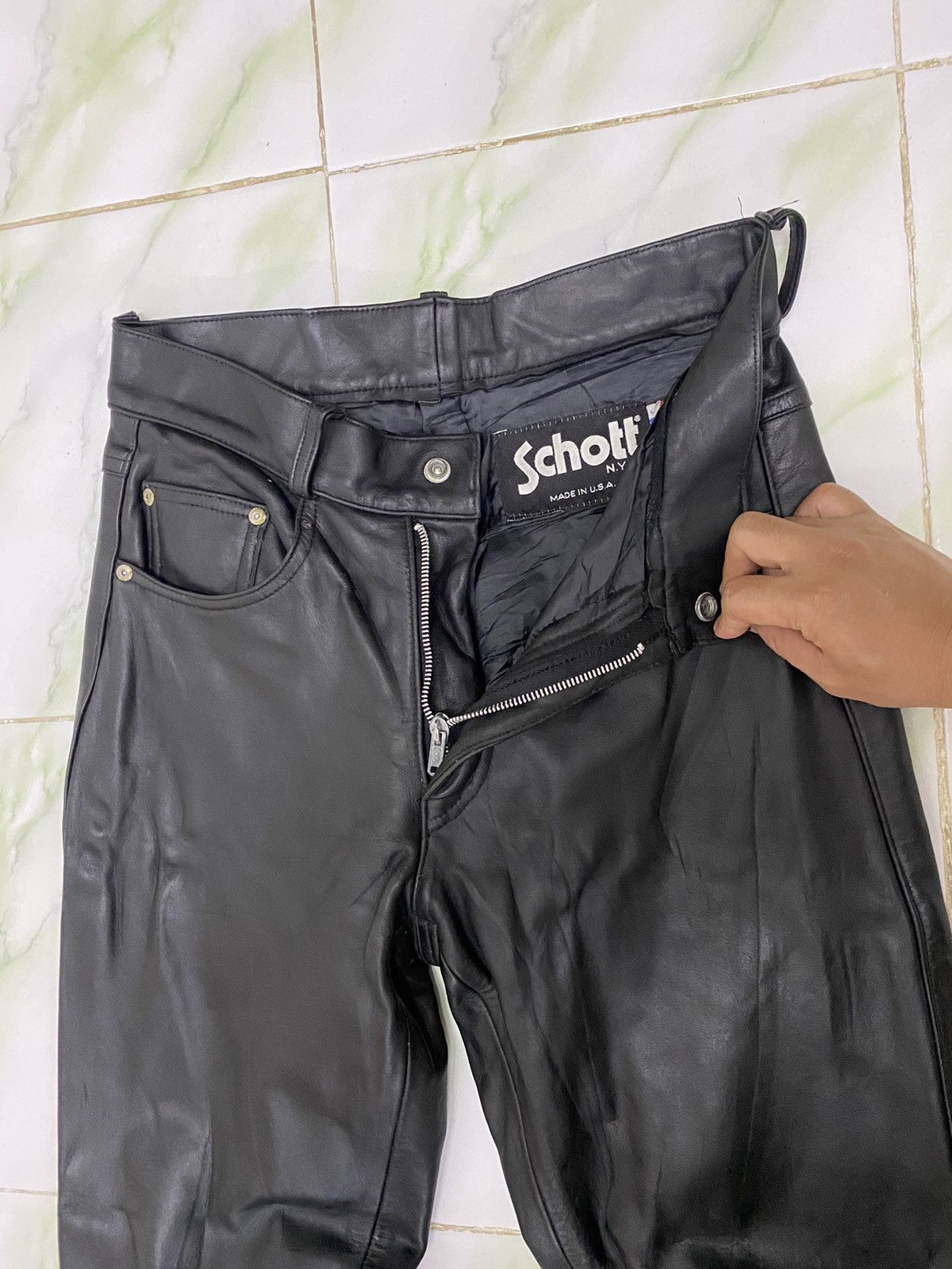Schott Schott Leather Pants Size US 30 / EU 46 - 6 Thumbnail