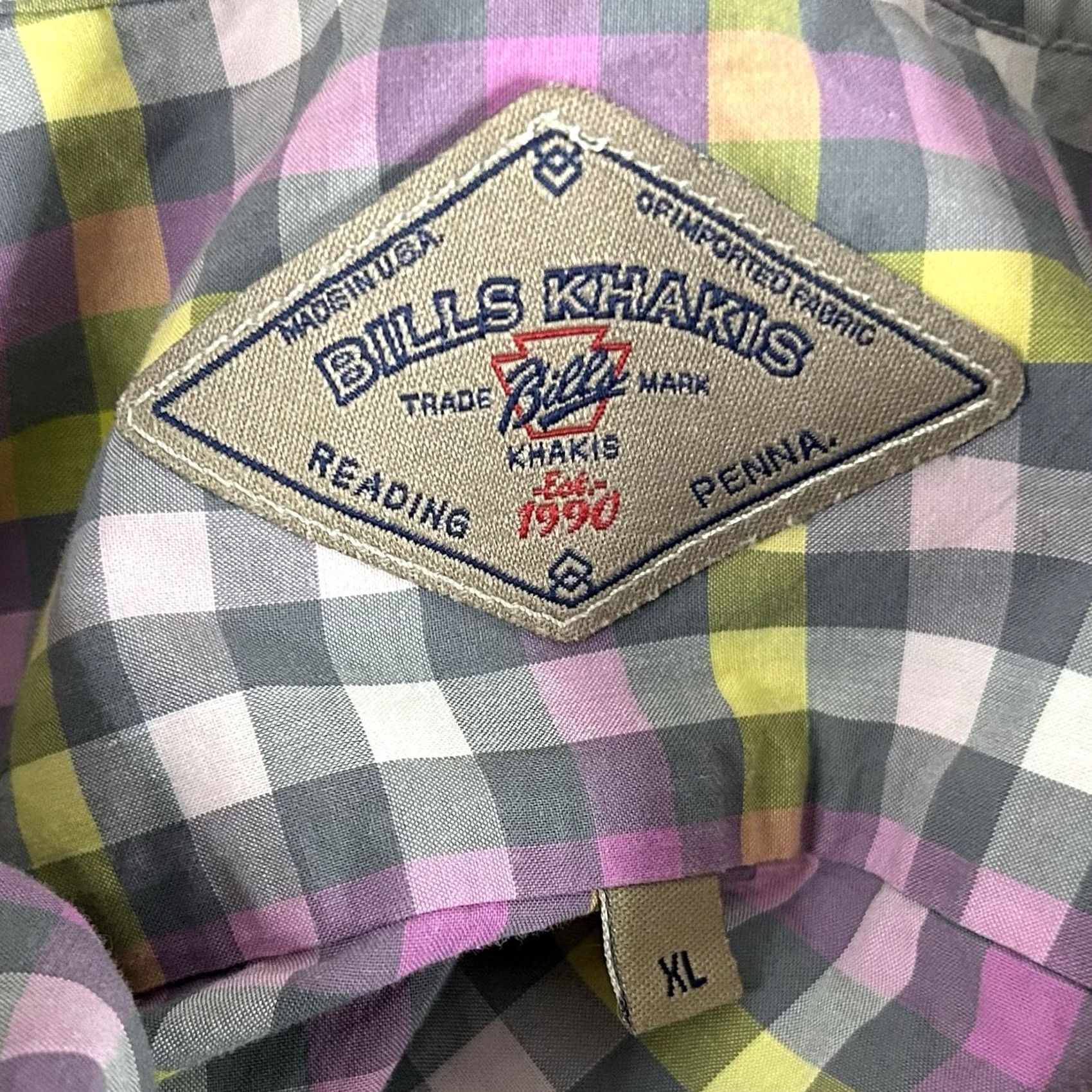 Bills Khakis Bills Khakis XL USA Made Casual Button Down Shirt Pink Yellow Gray Plaid Cotton Mens Size US XL / EU 56 / 4 - 3 Thumbnail