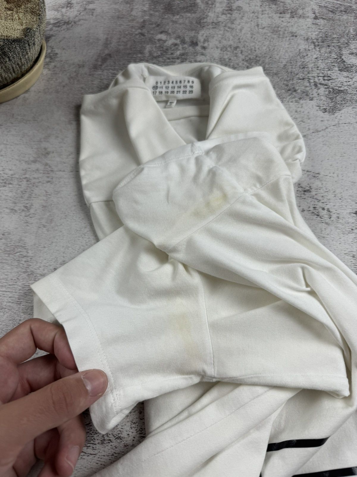 Maison Margiela Maison Margiela AW16 Men’s Large White Designer Cotton Tape T Shirt Tee Jersey Size US L / EU 52-54 / 3 - 12 Thumbnail