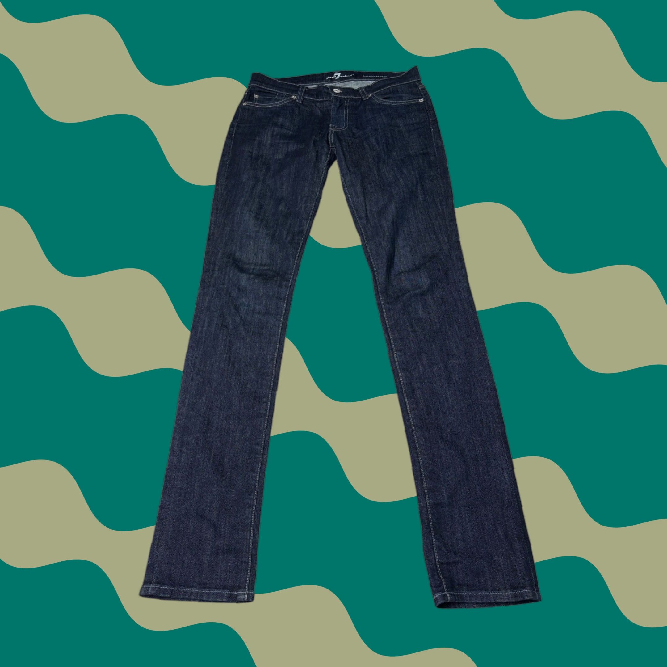 7 For All Mankind 7 For All Mankind Roxanne Slim Fit Jeans Womens 27X33 Indigo Dark Wash Stretch Denim 5-Pocket Modern Slim Size 27" / US 4 / IT 40 - 1 Thumbnail