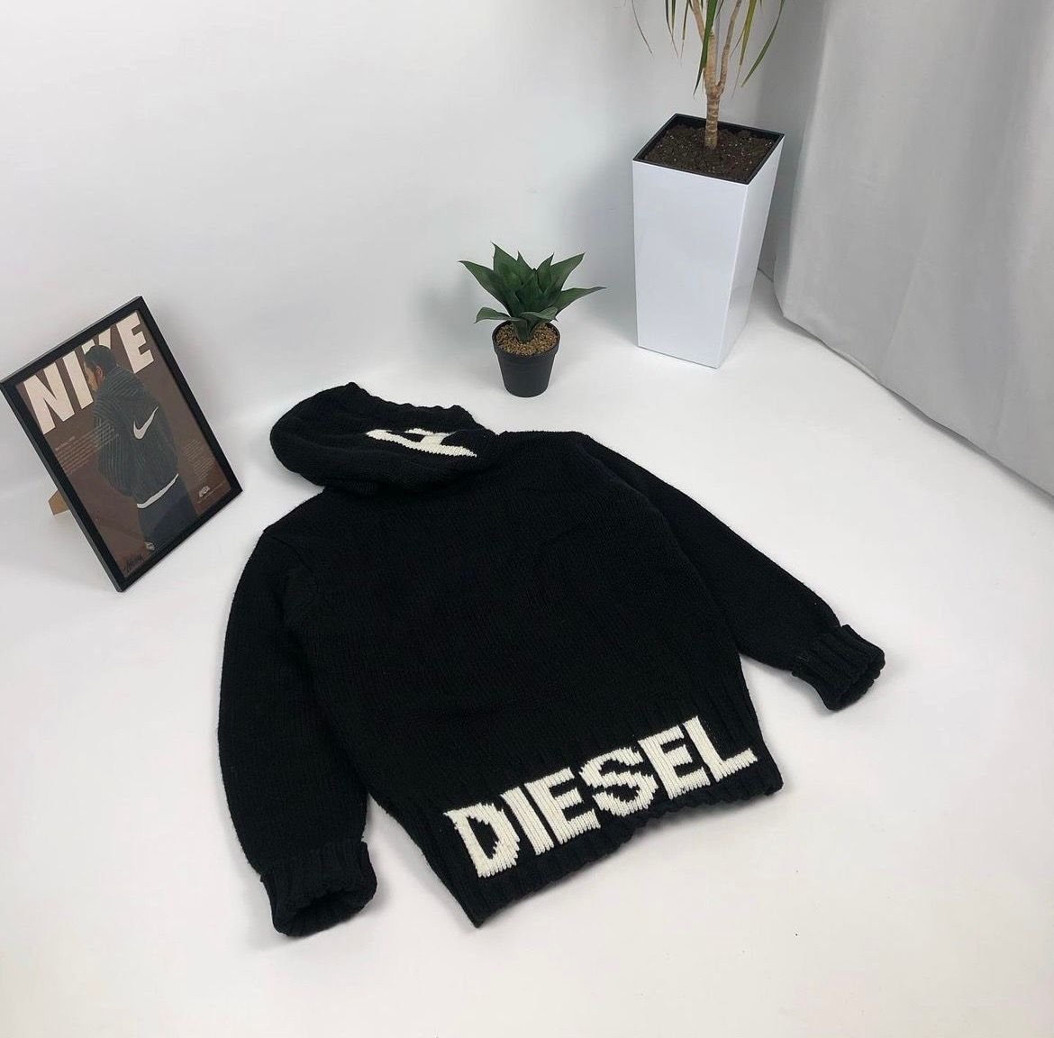 Pre-owned Diesel X Vintage 90's Vintage Diesel Avant Garde Y2k Zip Knitwear Sweater In Black