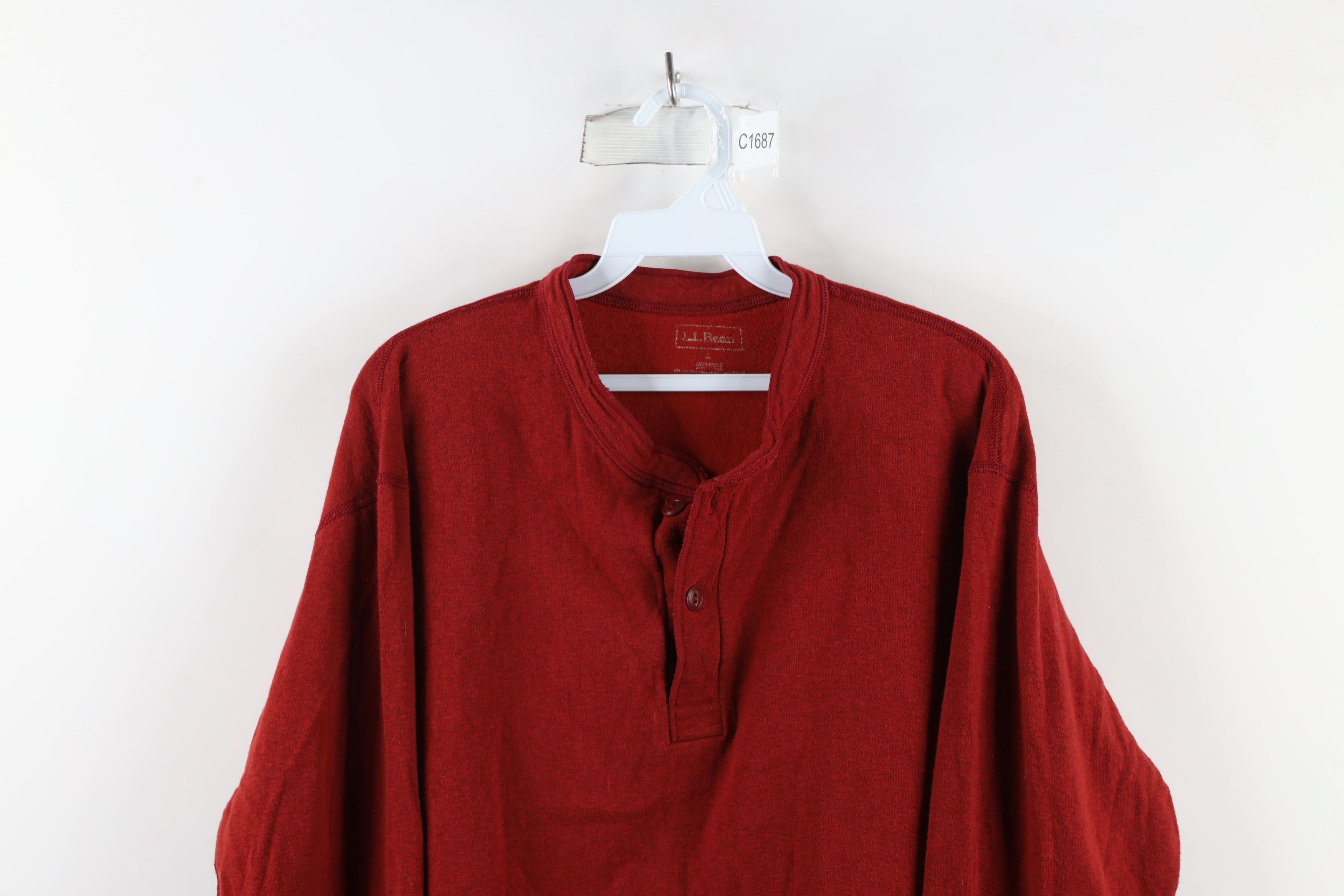L.L. Bean × Vintage Vintage 90s LL Bean Blend Rivers Driver Henley T-Shirt Red Size US L / EU 52-54 / 3 - 2 Thumbnail