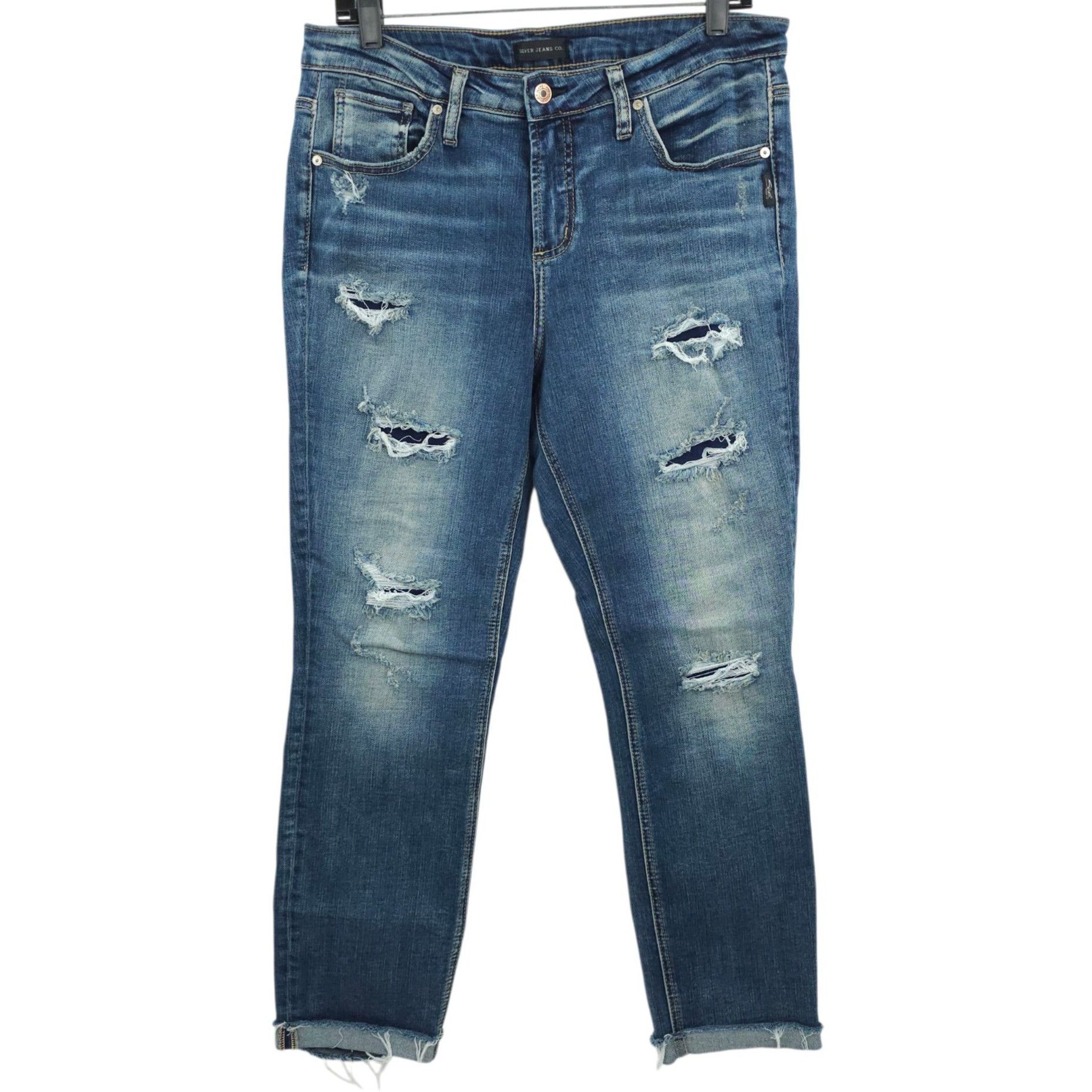 Silver Jeans Co. Silver Jeans Beau Denim Distressed Ripped Womens 31x28 Mid R Size 31" - 1 Thumbnail