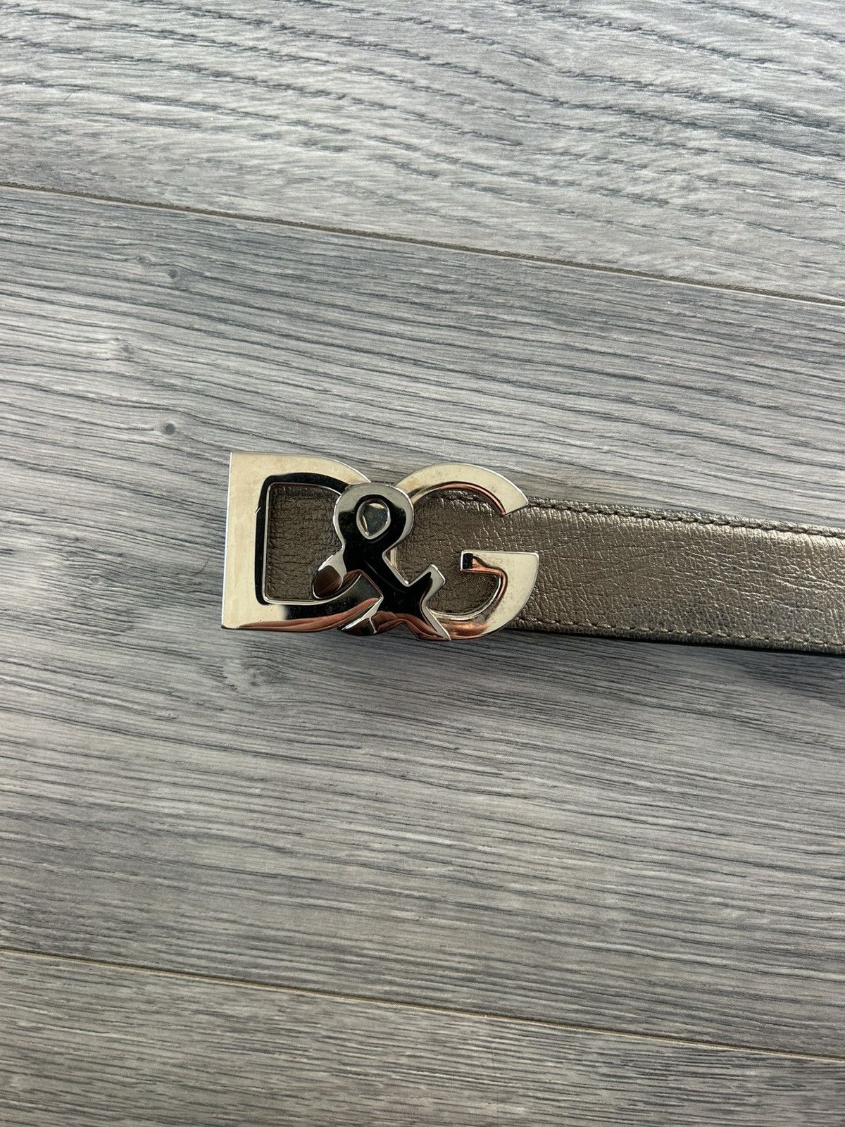 Dolce & Gabbana Silver Leather Belt with D&G Logo Buckle Size 40 - 2 Thumbnail