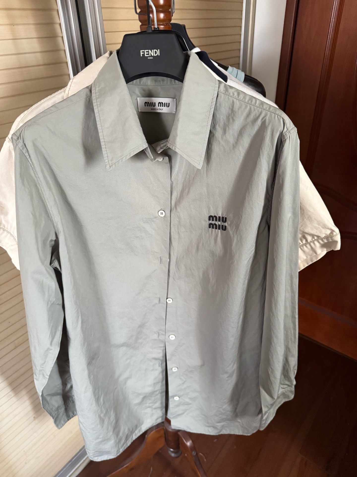 Miu Miu Miu Miu Long-Sleeve Collared Shirt Size S / US 4 / IT 40 - 1 Thumbnail