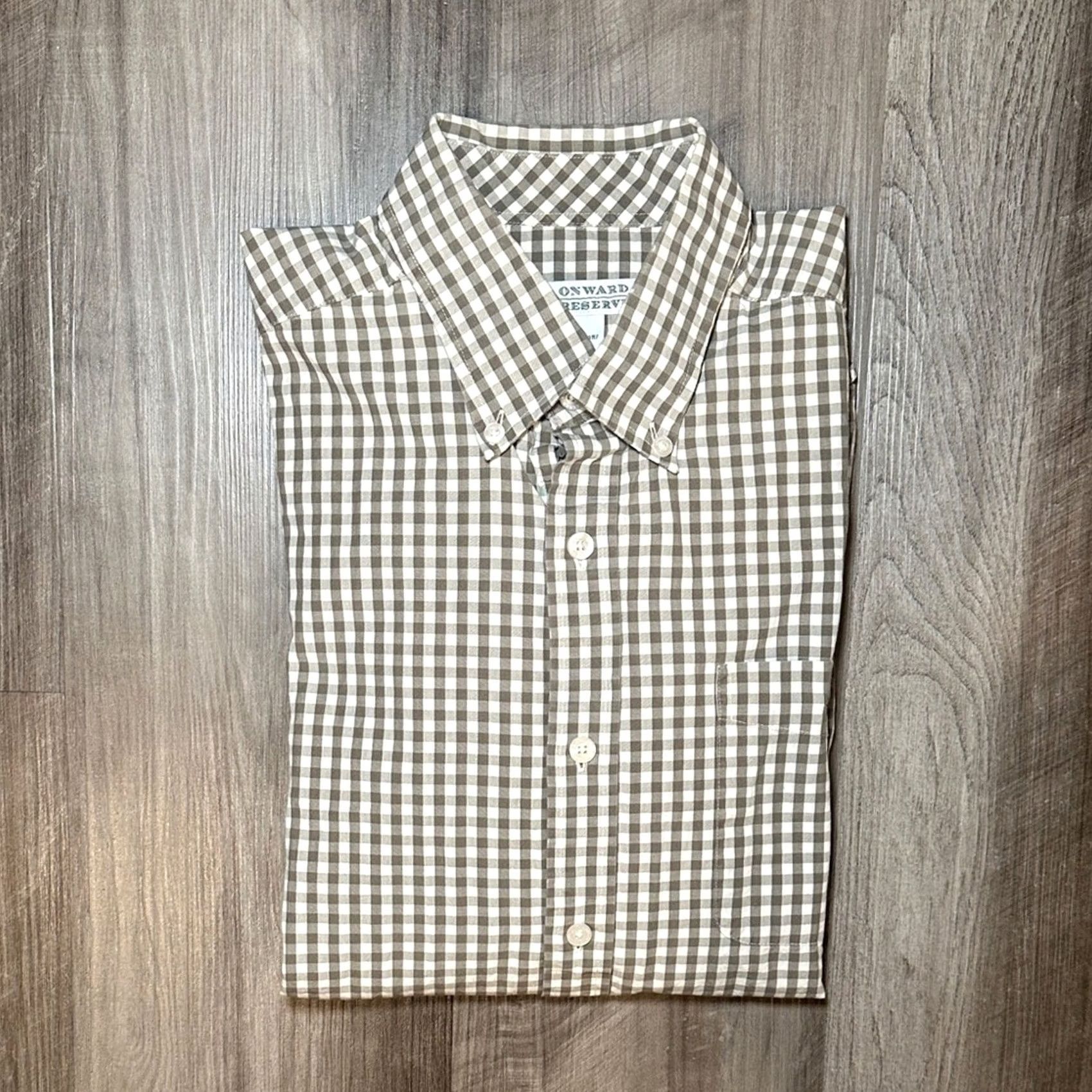 Vintage Onward Reserve Gingham Checkered Long Sleeve Button Down Medium Mens Tan Size US M / EU 48-50 / 2 - 2 Thumbnail