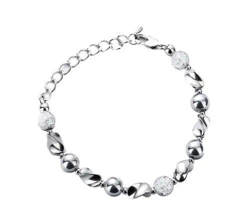 Jewelry Silver and White Beaded Men's Bracelet Size ONE SIZE - 5 Thumbnail