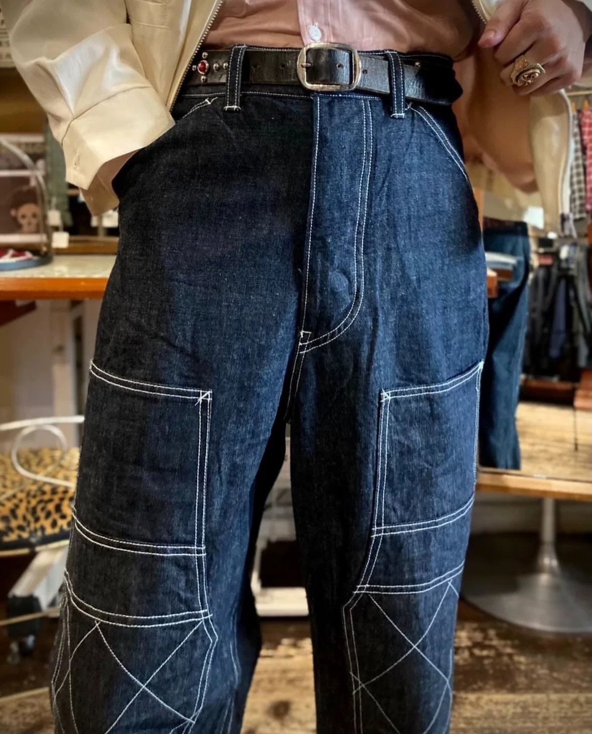 Dry Bones 1920s Double Knee Painter Wide-Leg Jeans Size US 30 / EU 46 - 5 Thumbnail