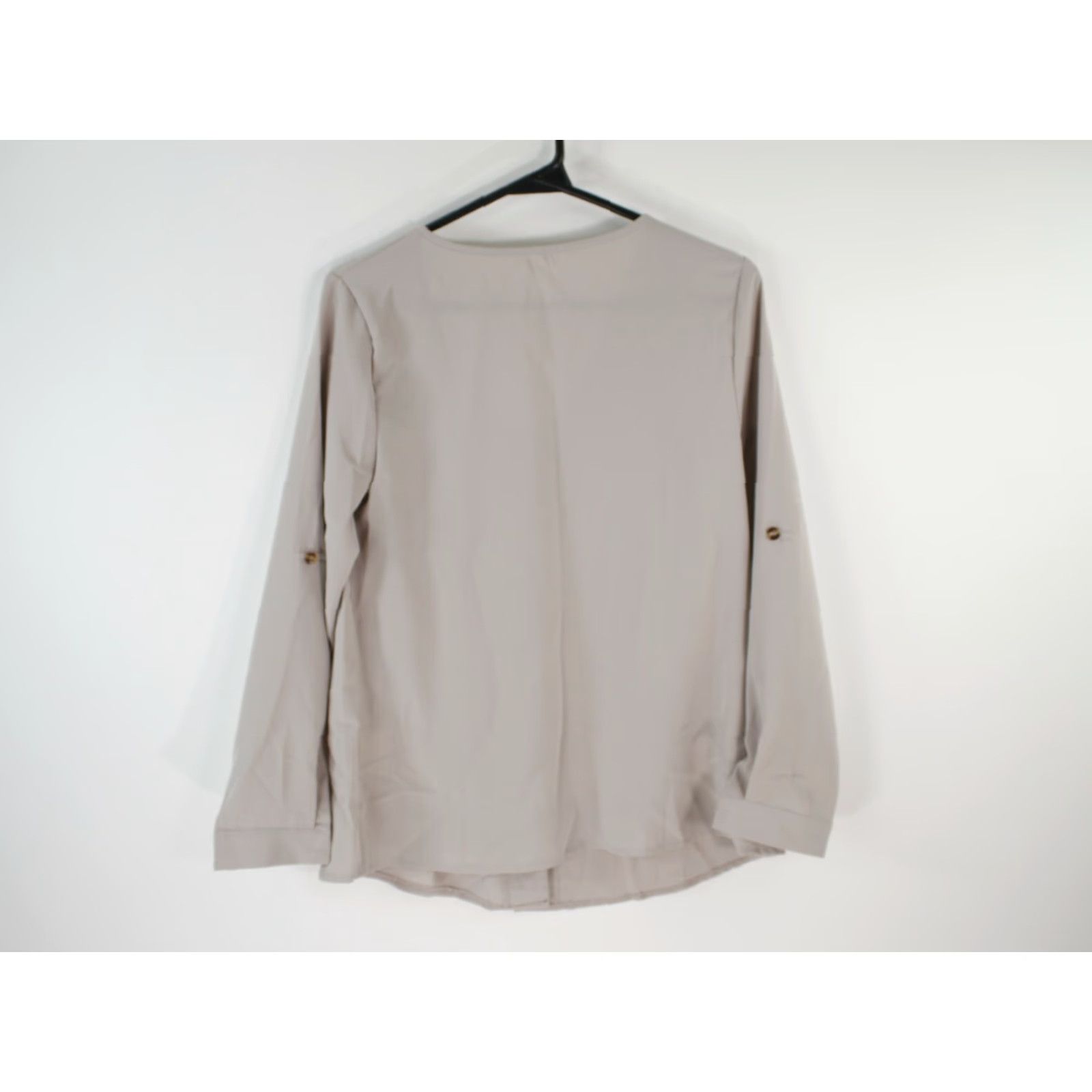 Vintage White V-Neck Button Front Blouse Top with Roll Tab Sleeves for Women Size Small Size S / US 4 / IT 40 - 3 Thumbnail