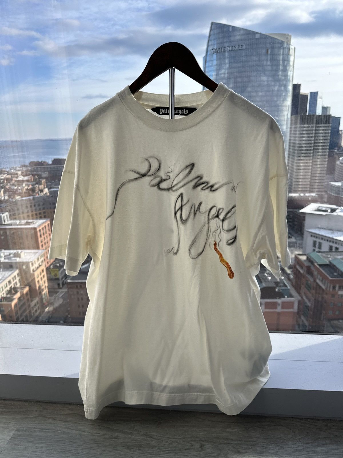 Palm Angels Palm Angels Foggy Logo-Print T-Shirt Size US L / EU 52-54 / 3 - 1 Thumbnail