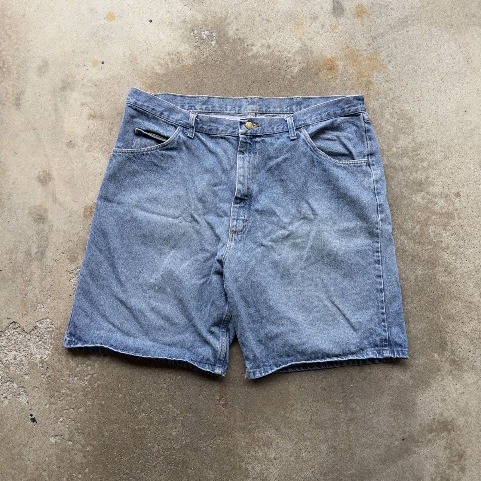 Vintage Thrashed Faded Light Wash Jean Shorts ERD Grunge Wrangler Size US 40 / EU 56 - 1 Thumbnail