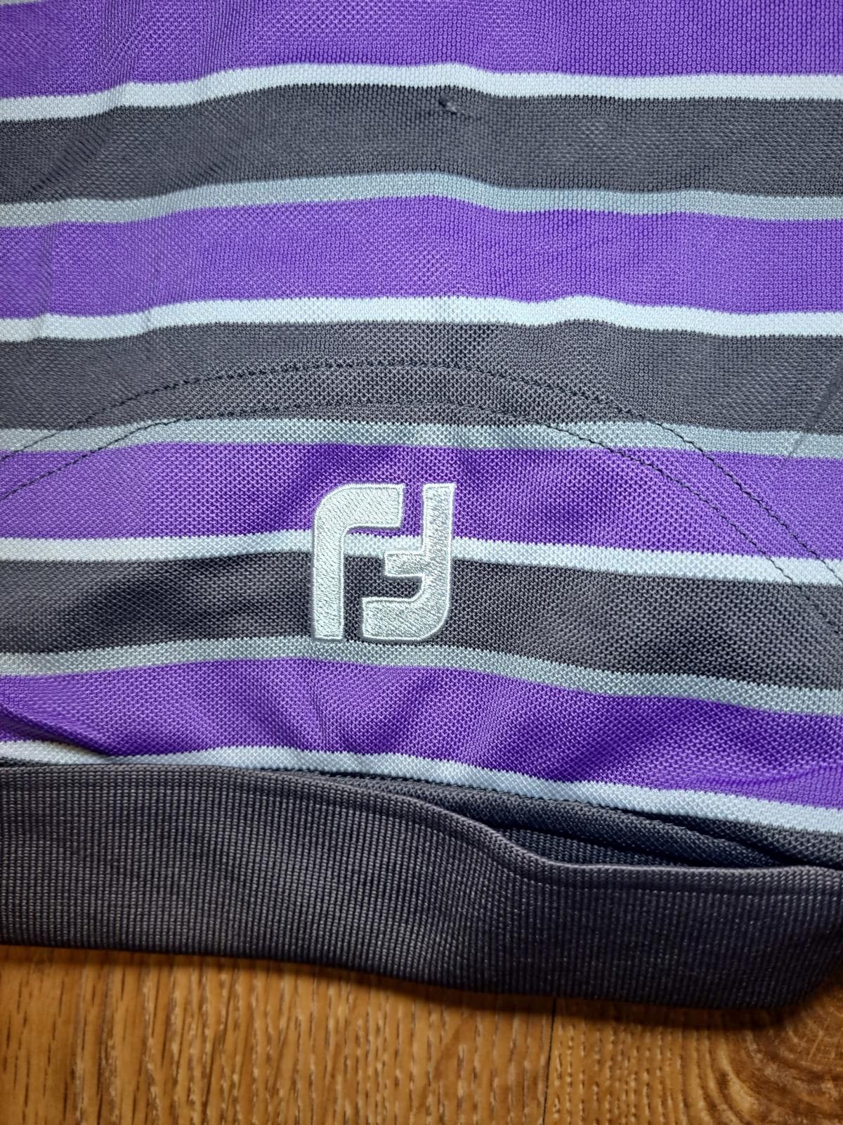 Footjoy FootJoy Golf Polo Shirt Mens Medium Purple Gray Striped Size US M / EU 48-50 / 2 - 3 Thumbnail