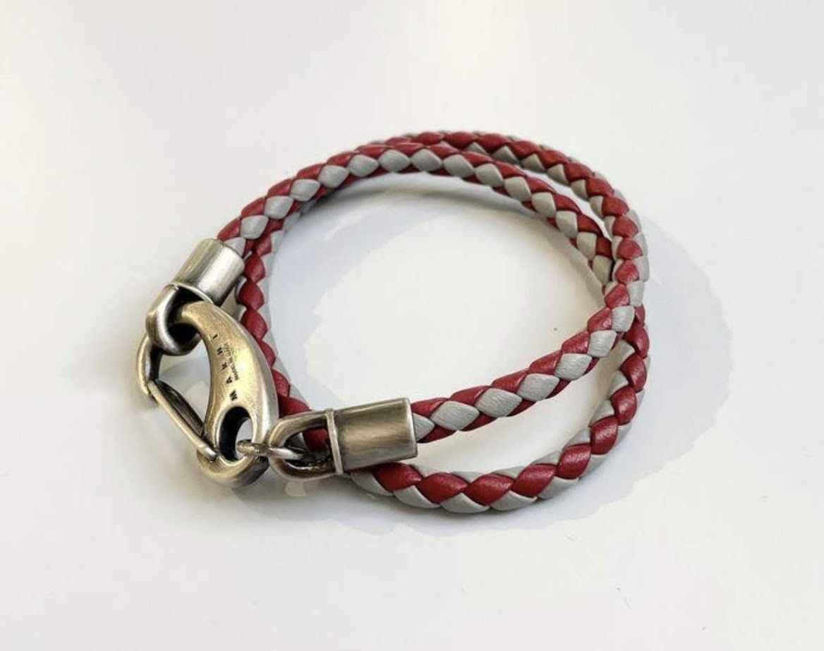 image of Marni O1W1Db10524 Size: Os / Leather Bracelet In Red/grey, Women's