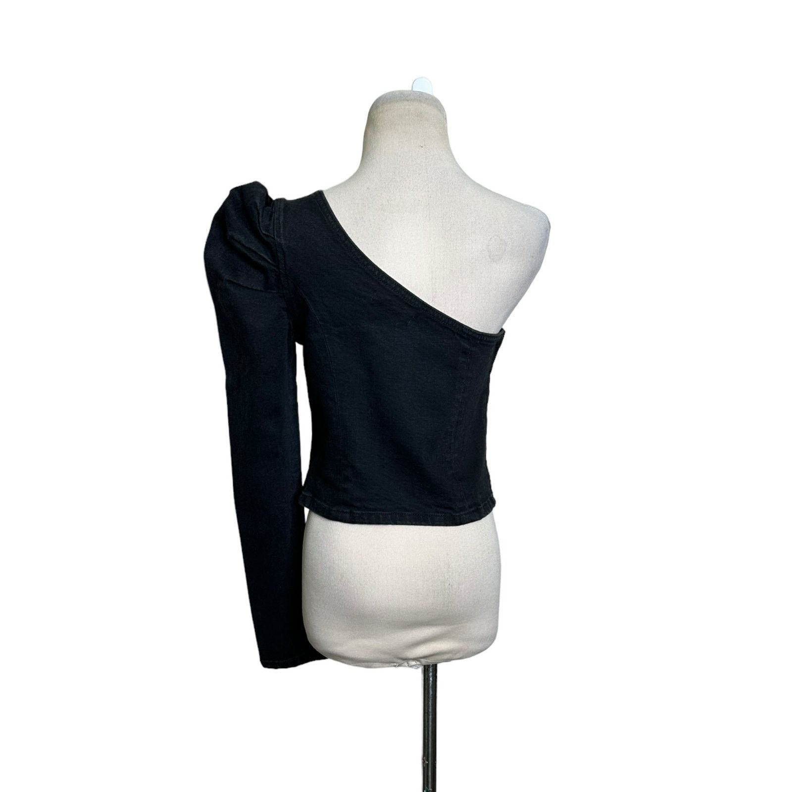 GRLFRND GRLFRND black denim one shoulder crop top size Small Size S / US 4 / IT 40 - 2 Thumbnail