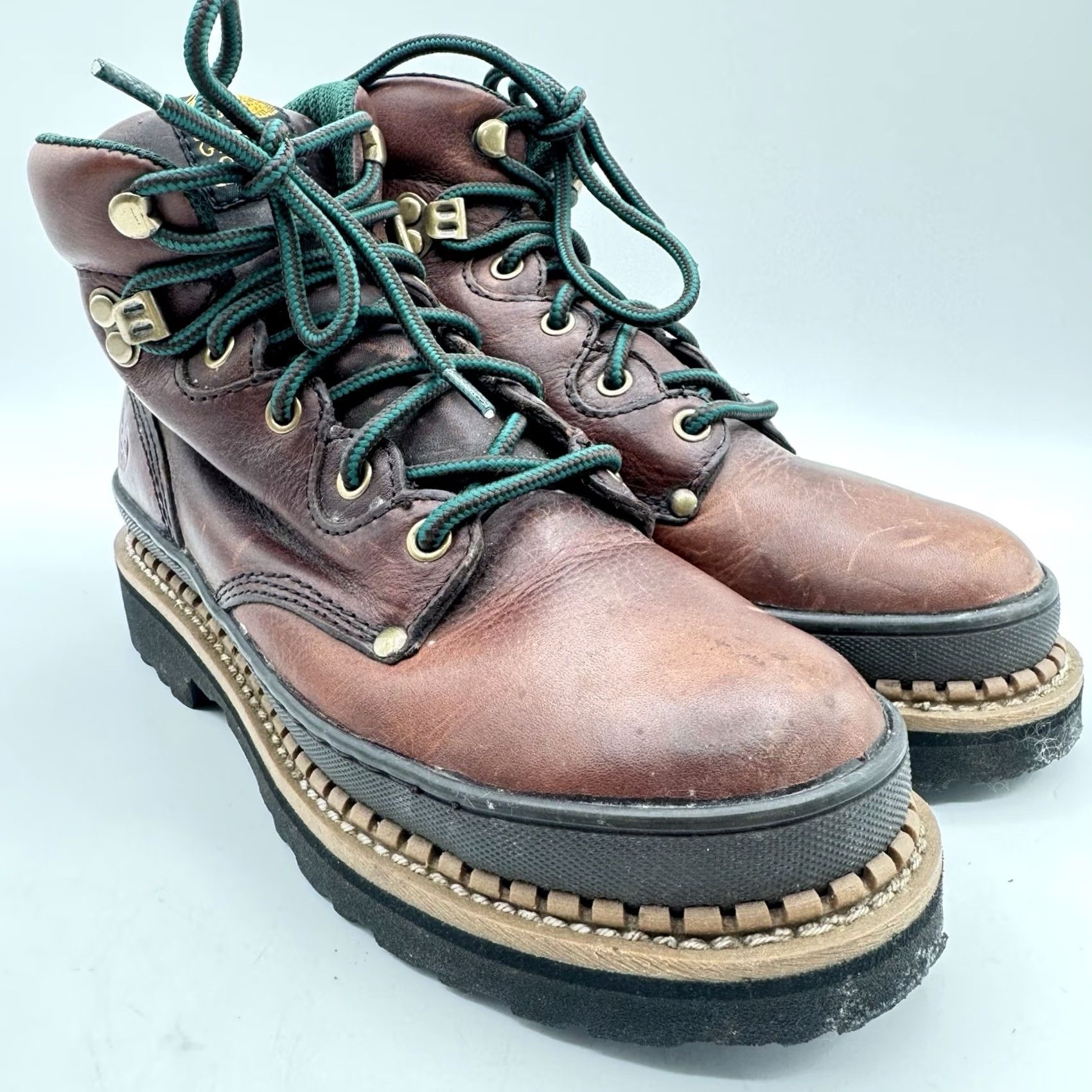 Vintage Georgia Boot Work Boot F243-05 Leather Steel Toe Lace-up Round Toe Brown Men 7 Medium Vintage No F2413-05 Size US 7 / EU 40 - 2 Thumbnail