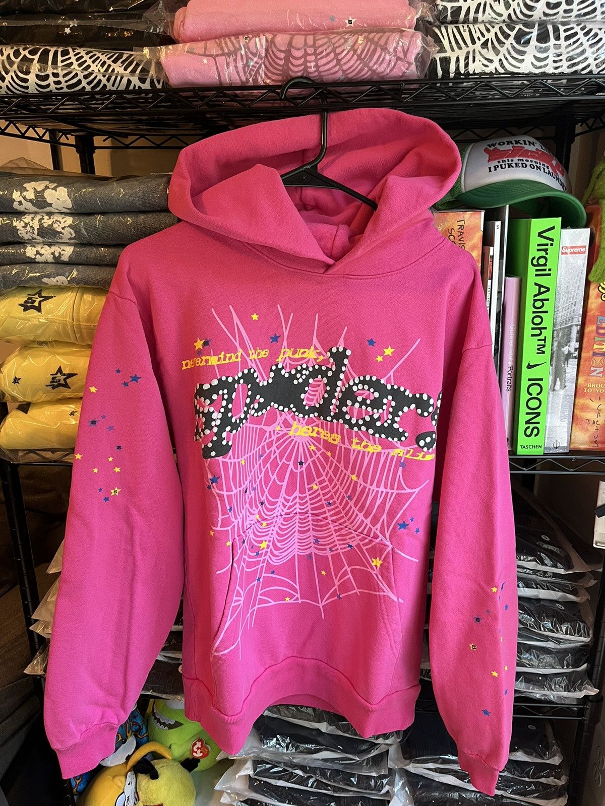 image of Spider Worldwide x Young Thug Sp5Der Worldwide Punk V.2 Hoodie ‘Pink’, Men's (Size Medium)