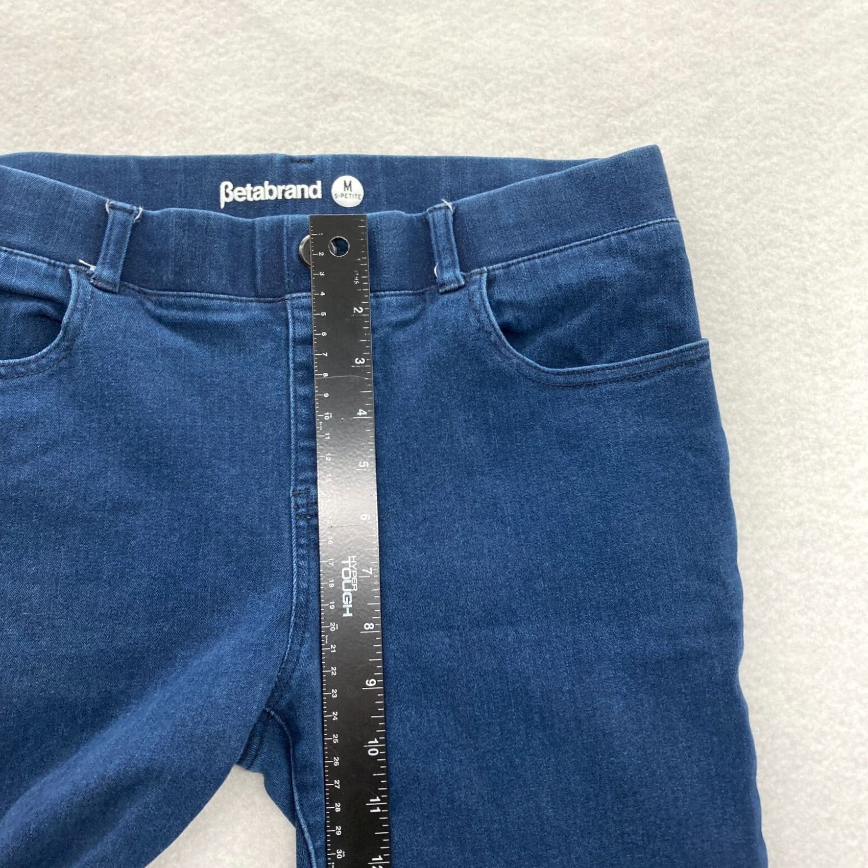 Denime Betabrand Jeans Women's Medium Petite Dark Blue Stretch Denim Pull On Straight Jeans Size 30" / US 8 / IT 44 - 7 Thumbnail