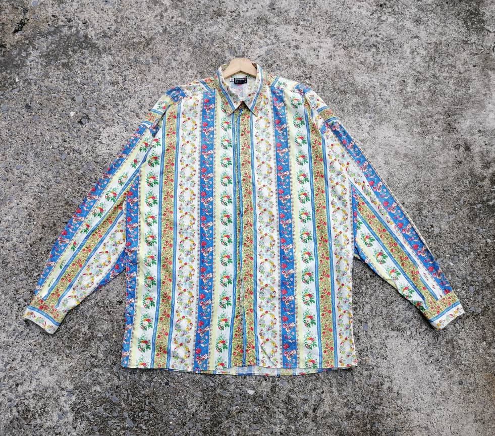 Versace × Versus Versace Versus Gianni Versace Flowers Longsleeve Buttons Shirt Size US XL / EU 56 / 4 - 1 Thumbnail