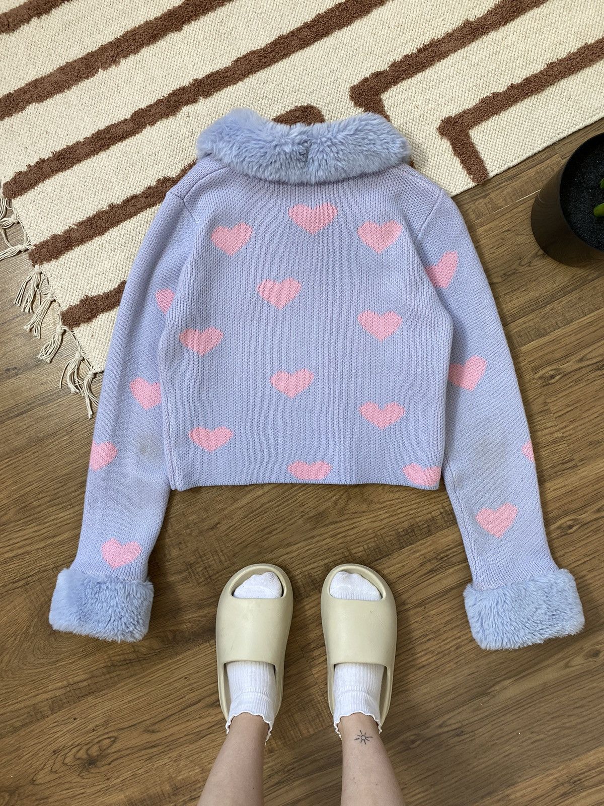 Vintage PURPLE HEART FLUFFY ZIP SWEATER Size M / US 6-8 / IT 42-44 - 3 Thumbnail