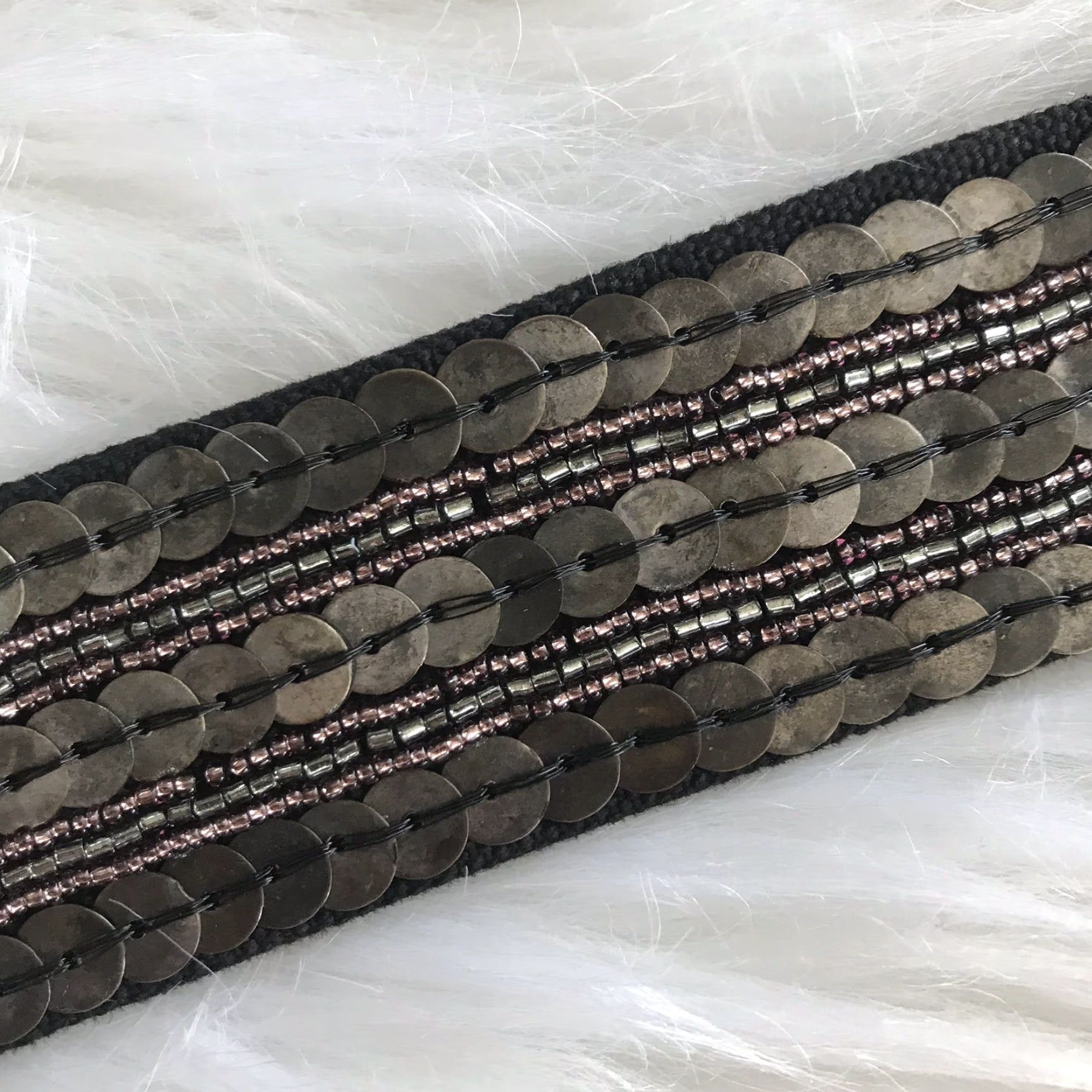 Fossil Fossil Belt Womens Medium Brown Multi-Color Sequin Leather Casual 41.25" Belt Width 1.5" Regular Long?? Size ONE SIZE - 3 Thumbnail