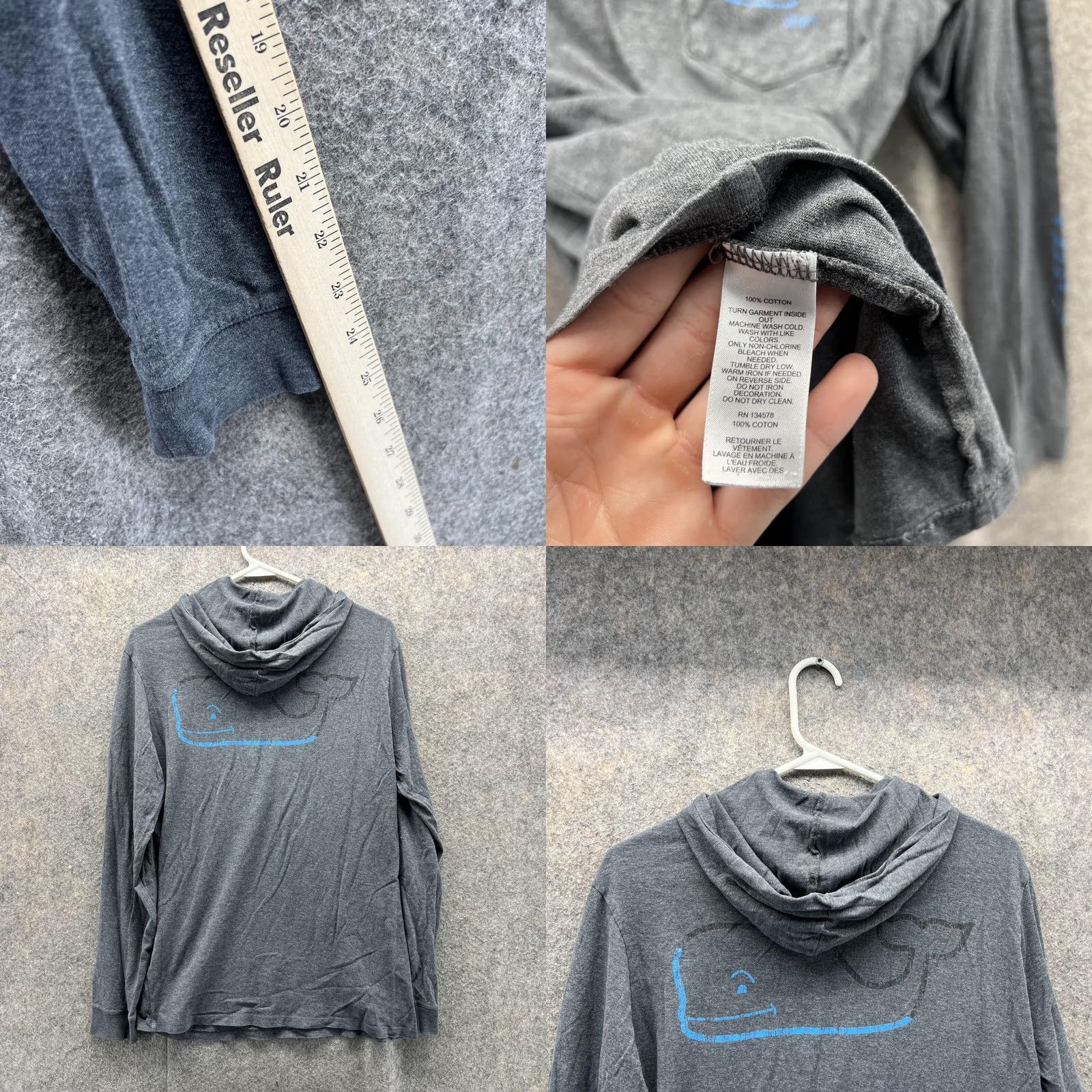 Vineyard Vines VINTAGE Vineyard Vines Hoodie Pullover Sweatshirt Men Small Adult Gray Size US S / EU 44-46 / 1 - 8 Thumbnail