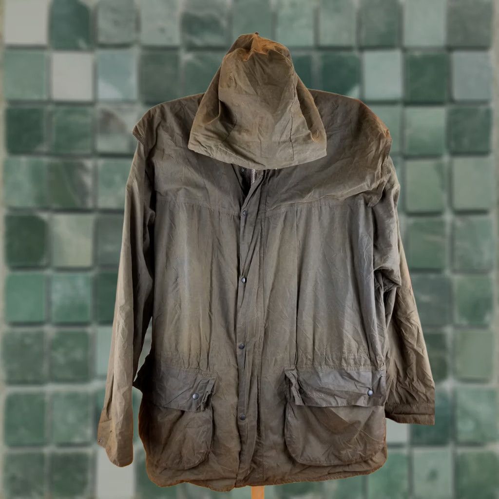 Barbour VINTAGE Barbour Durham Unlined Waxed Hunting Hooded Jacket SZ C50 Men Jacket Green 50 27 23 25 33 INCHs Size US M / EU 48-50 / 2 - 1 Thumbnail