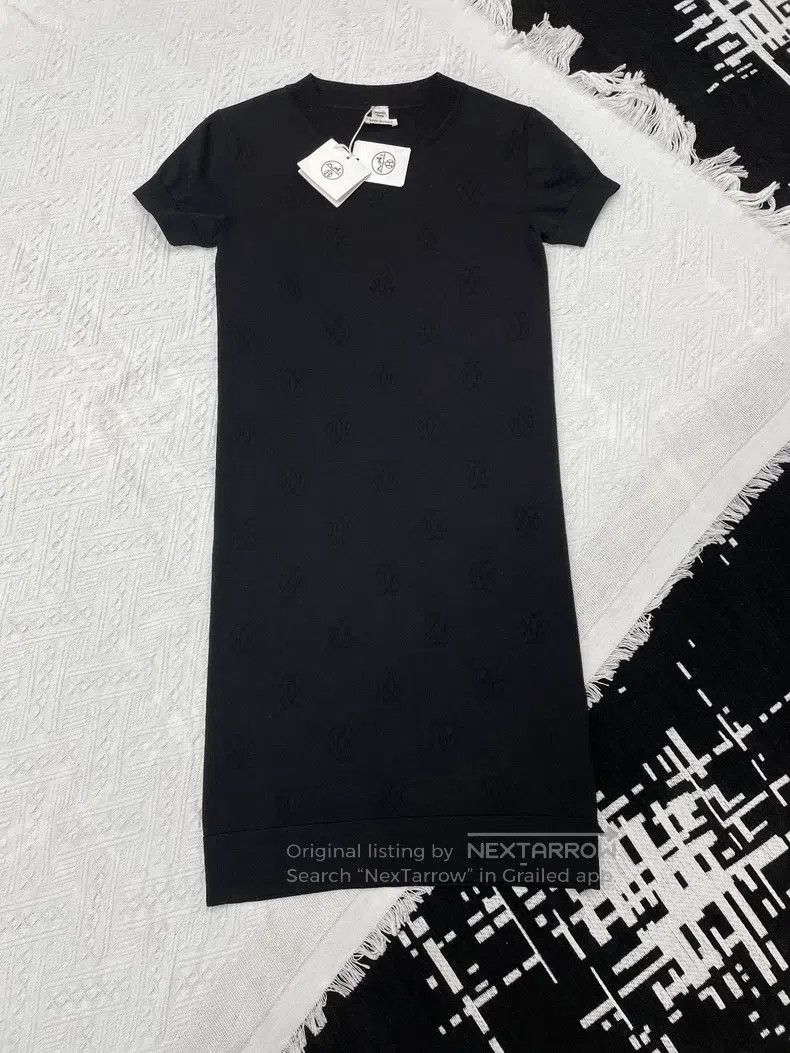 Hermes Hermes Black Dark Pattern Knit Dress Size XXS / US 00 / IT 34 - 1 Thumbnail