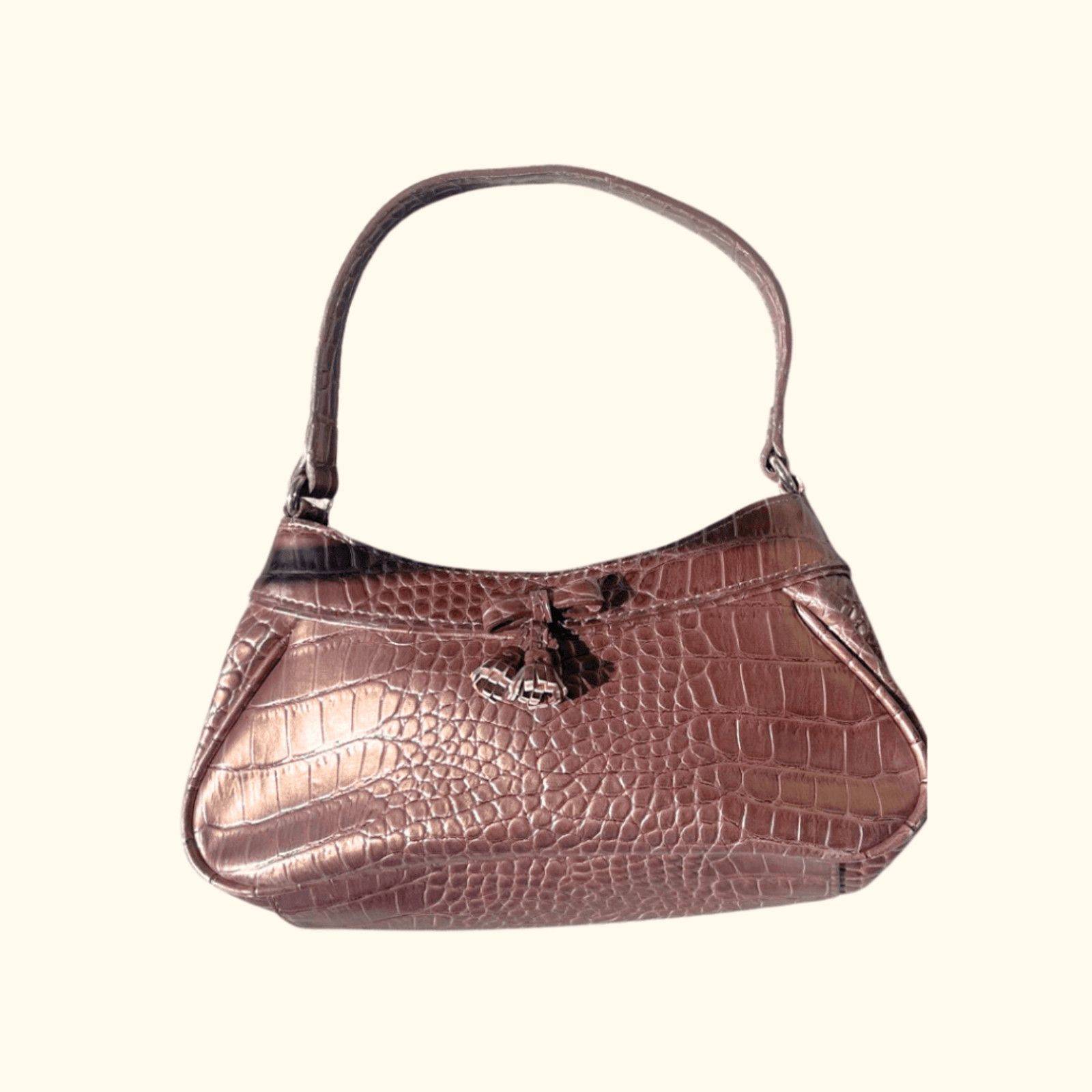 Liz Claiborne VTG Y2K Croc Bag Liz Claiborne Copper Hobo Mall Goth Sleaze Size ONE SIZE - 1 Thumbnail