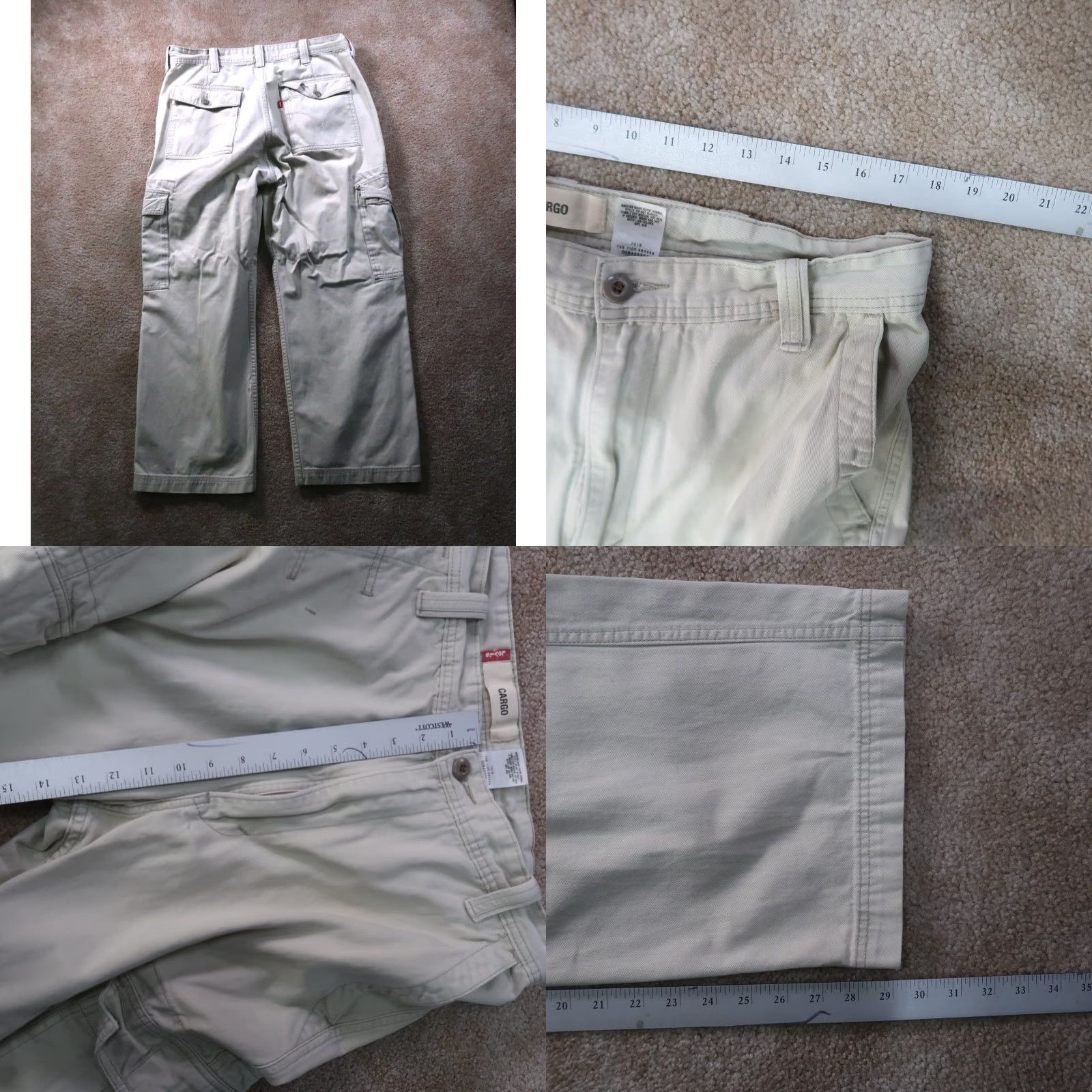 Levi's VINTAGE Levi's Cargo Pants Men 36x30 Beige Workwear Baggy Streetwear Y2K Size US 36 / EU 52 - 8 Thumbnail