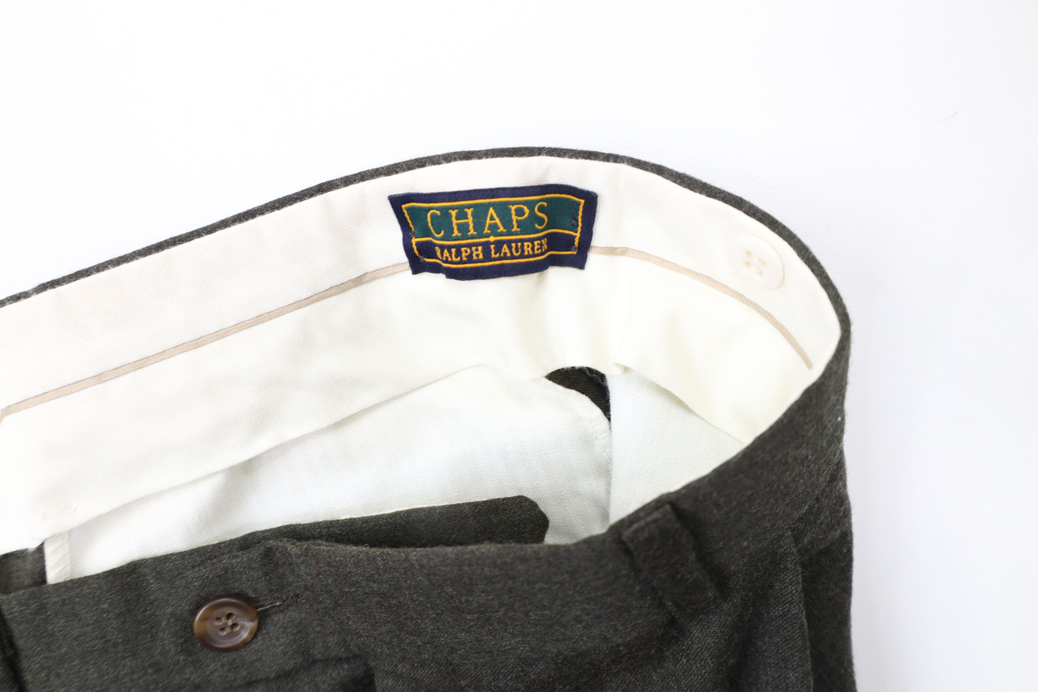 Ralph Lauren × Vintage Vintage 90s Chaps Ralph Lauren Wool Wide Leg Pants Green Size US 34 / EU 50 - 7 Thumbnail