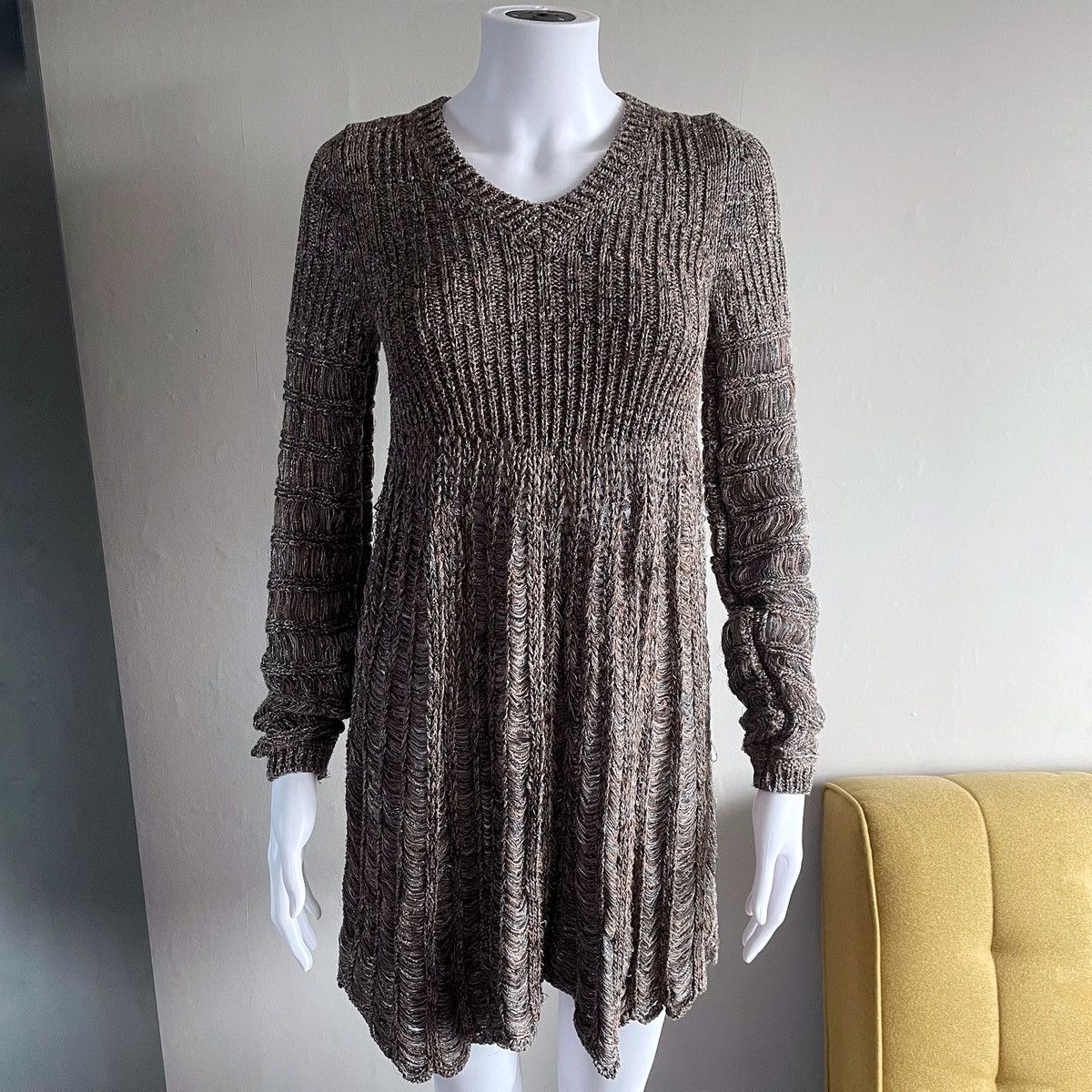 Chloe Chloé FW08 Phoebe Philo Dark Brown Silk Blend Indie Dress Size S / US 4 / IT 40 - 1 Thumbnail