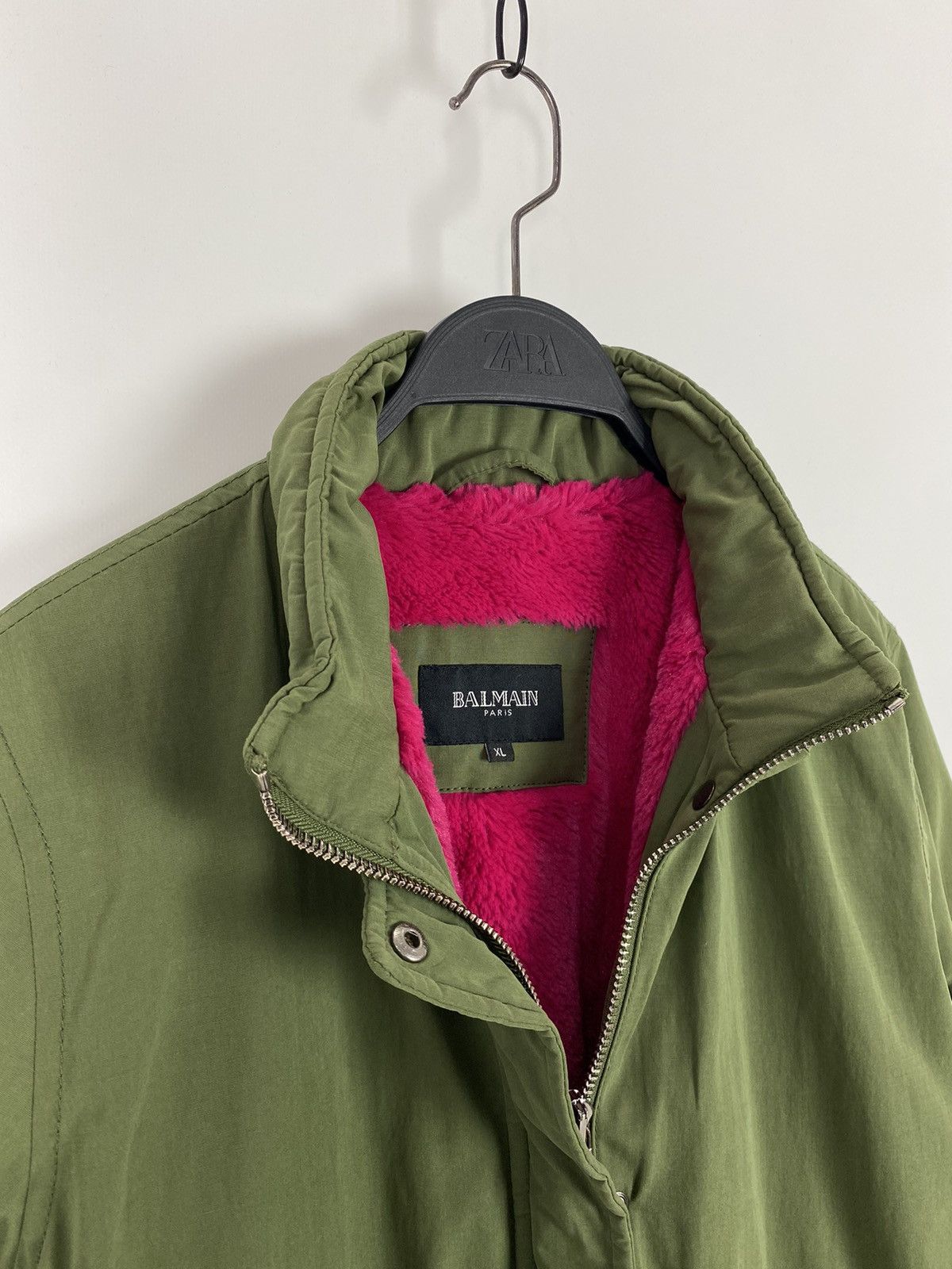 Balmain Balmain Paris Army Green Pink Fur Fishtail Parka Size XL / US 12-14 / IT 48-50 - 6 Thumbnail