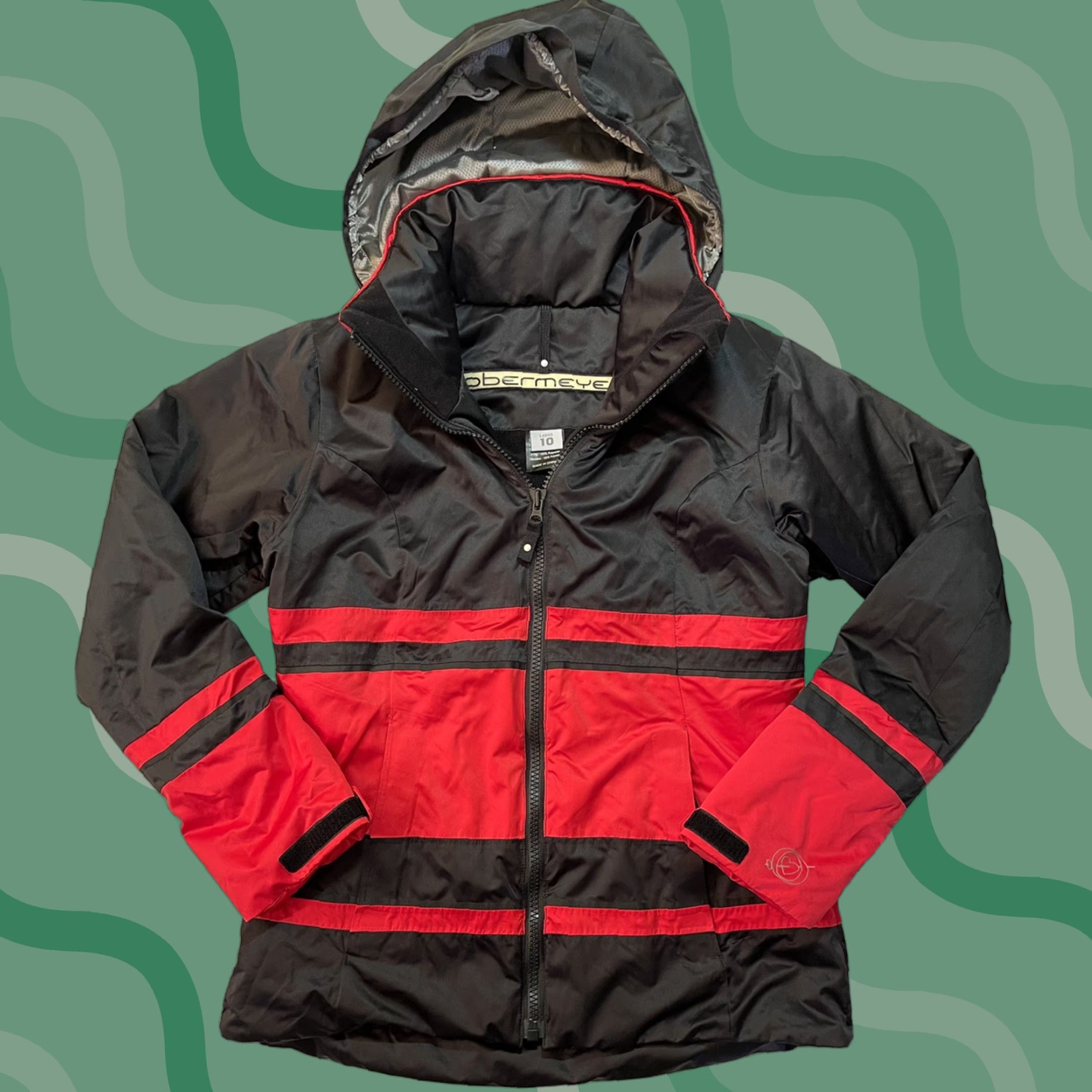 Obermeyer Obermeyer Womens Ski Jacket Hooded Coat Winter Insulated Zip Outdoor Sz L 10 Satin Multicolor Blue Casual Sports Size L / US 10 / IT 46 - 1 Thumbnail