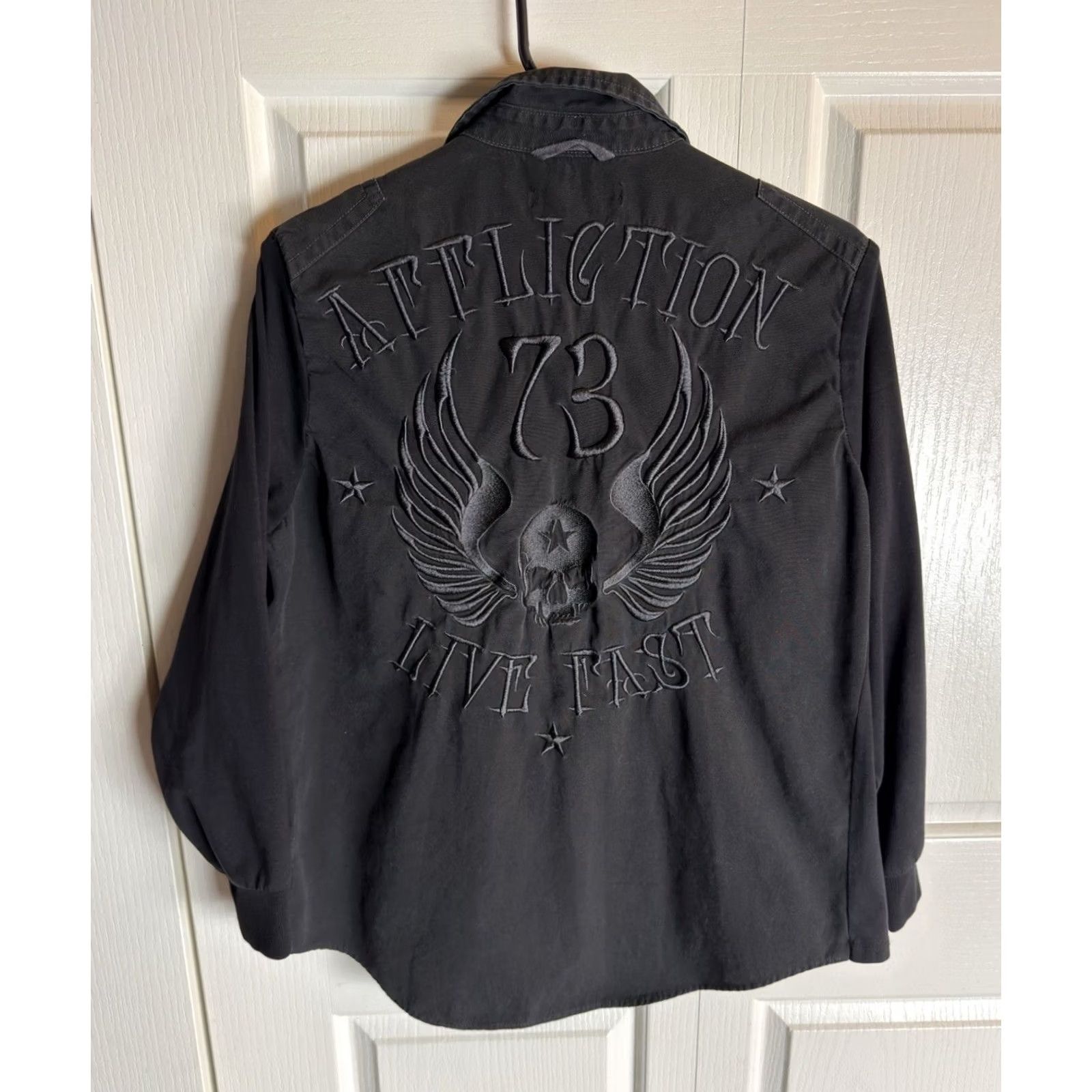 Affliction Affliction Black Premium Men’s OVERTAKE Long Sleeve Dress Shirt Black Mens S Shirt Size 36R - 2 Thumbnail