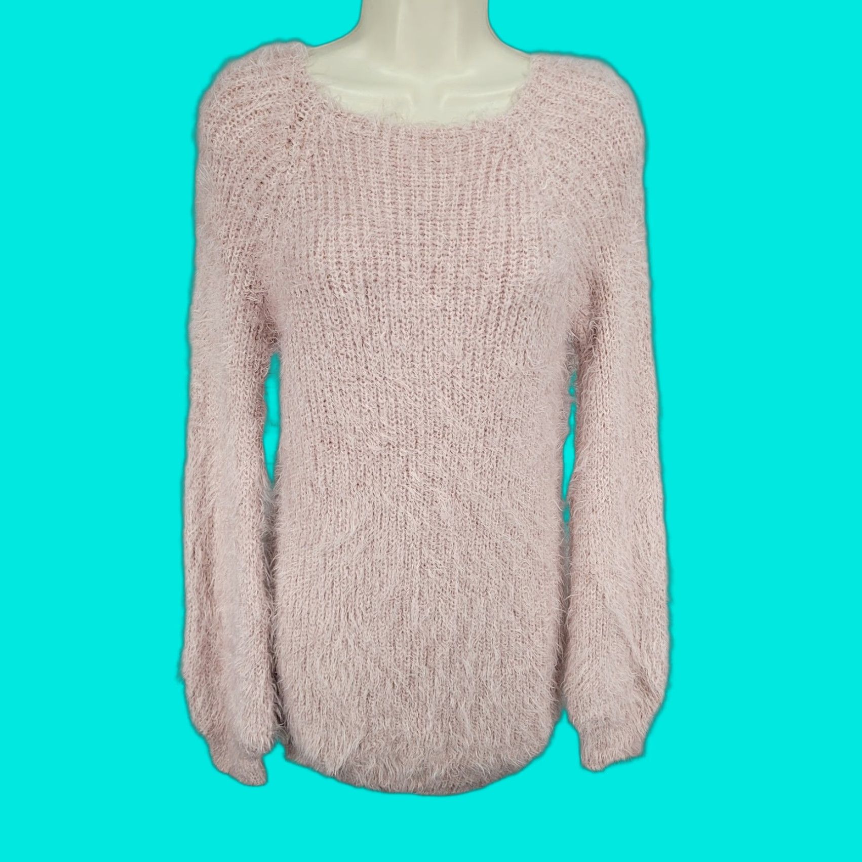Vintage Don't Ask Why Pink Fuzzy Knit Faux Fur Long Sleeve Pullover Sweater Women O/S Size ONE SIZE - 1 Thumbnail