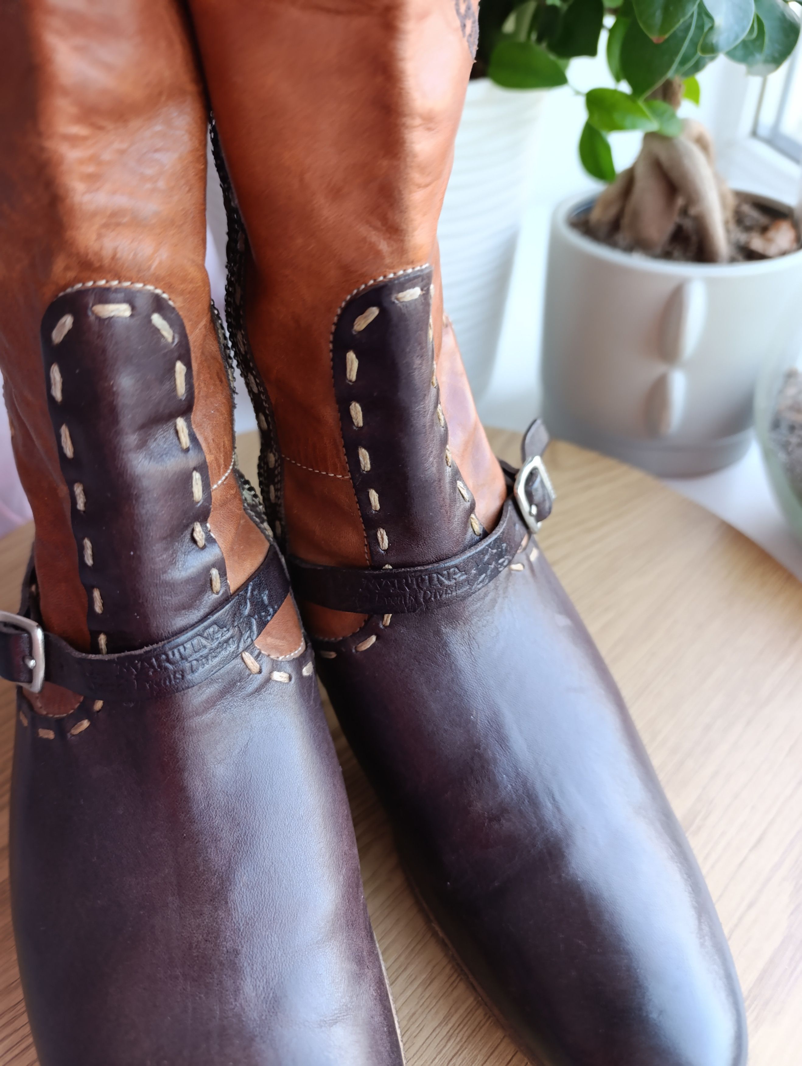 La Martina LA MARTINA BROWN LEATHER KNER HIGHT HEELED ZIP BOOTS Size US 8 / IT 38 - 14 Thumbnail