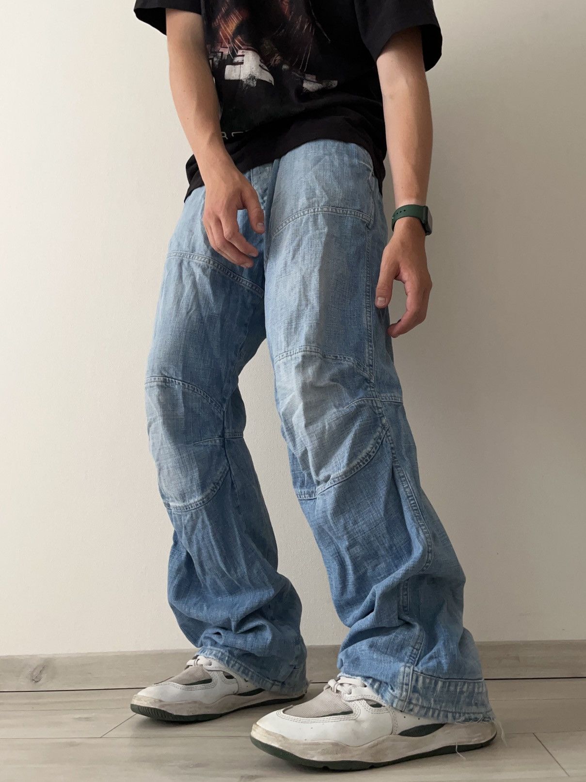 G-Star 🔥00'S G STAR DOUBLE KNEE WASHED RAW BAGGY FLARED JEANS Size US 36 / EU 52 - 7 Thumbnail