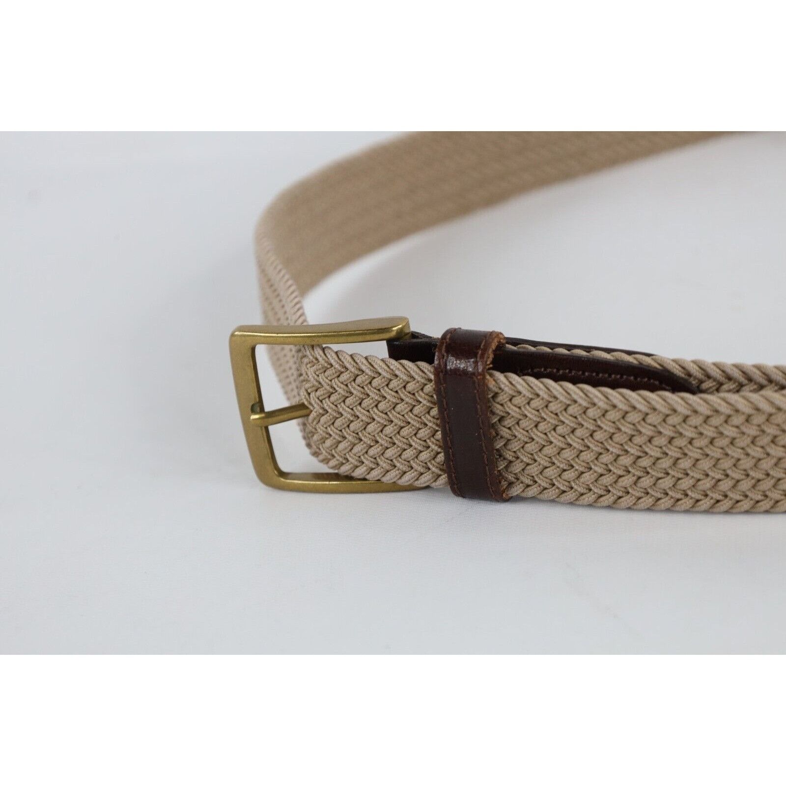 Vintage Vintage 90s Dockers Leather Braided Stretch Webbed Belt Size 42 - 2 Thumbnail