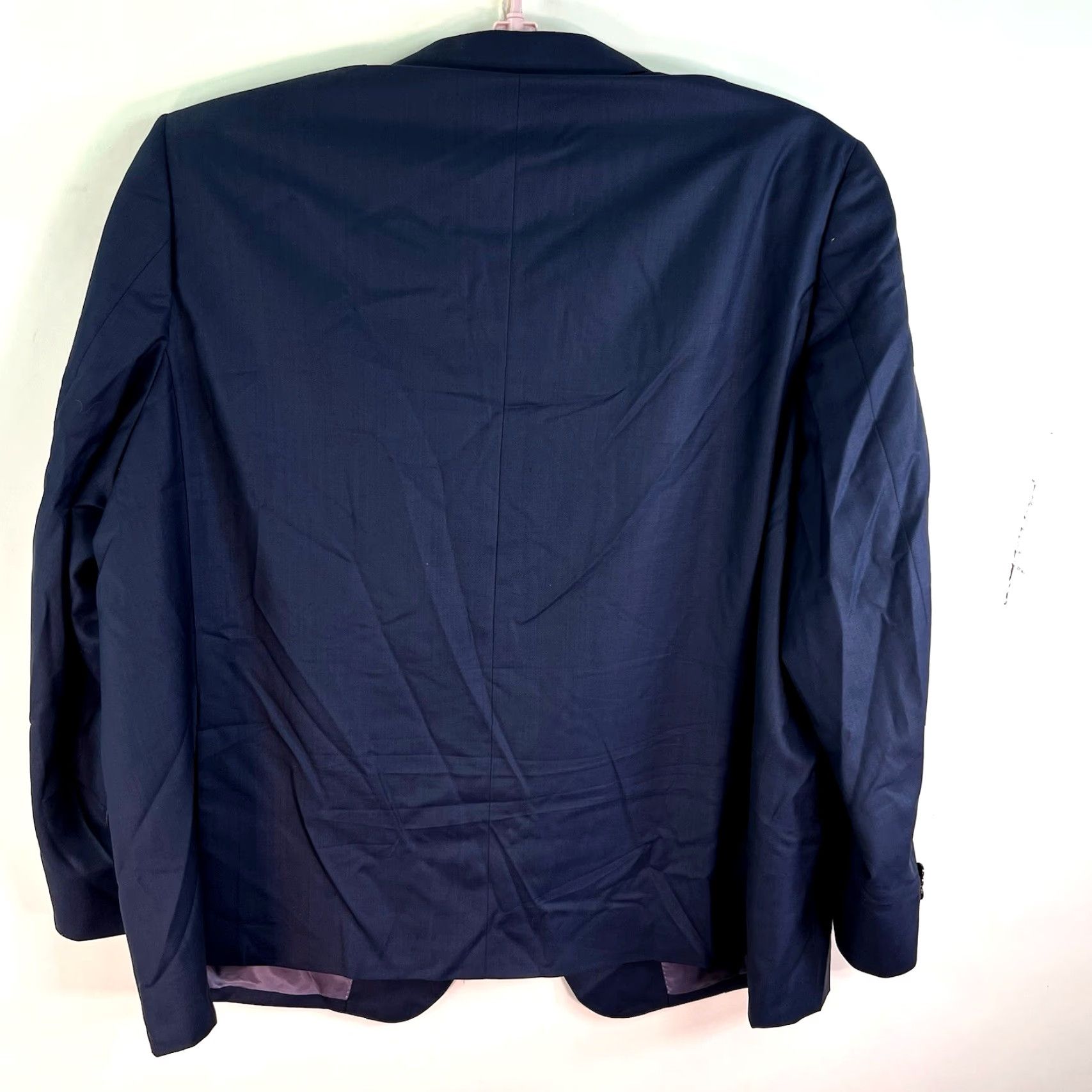 Vintage VINTAGE Black Lapel Italian Wool Blazer Mens Size 54 Blue Formal Tuxedo Jacket Single-Breasted Size 54R - 6 Thumbnail