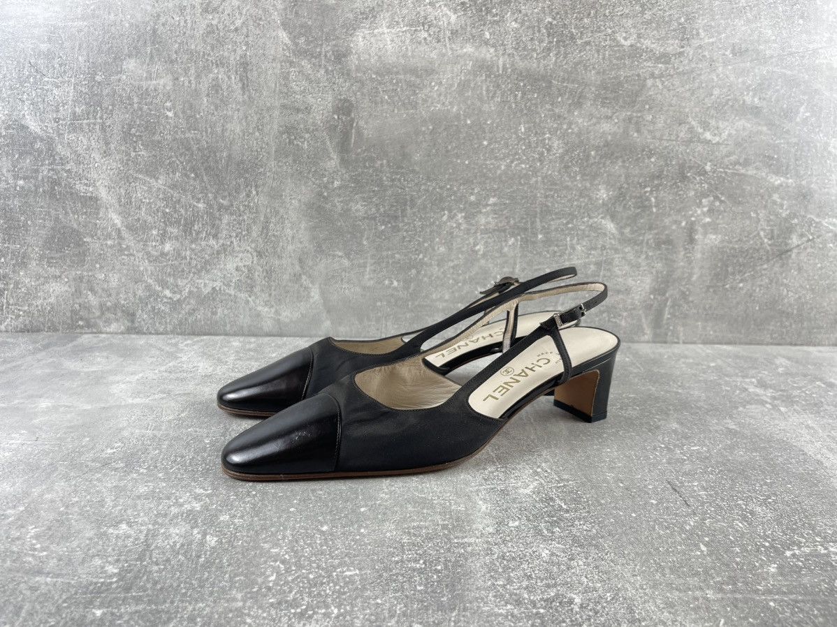 Chanel CHANEL Slingback Pumps 90s Grosgrain Leather Heels Shoes Size US 9 / IT 39 - 1 Thumbnail