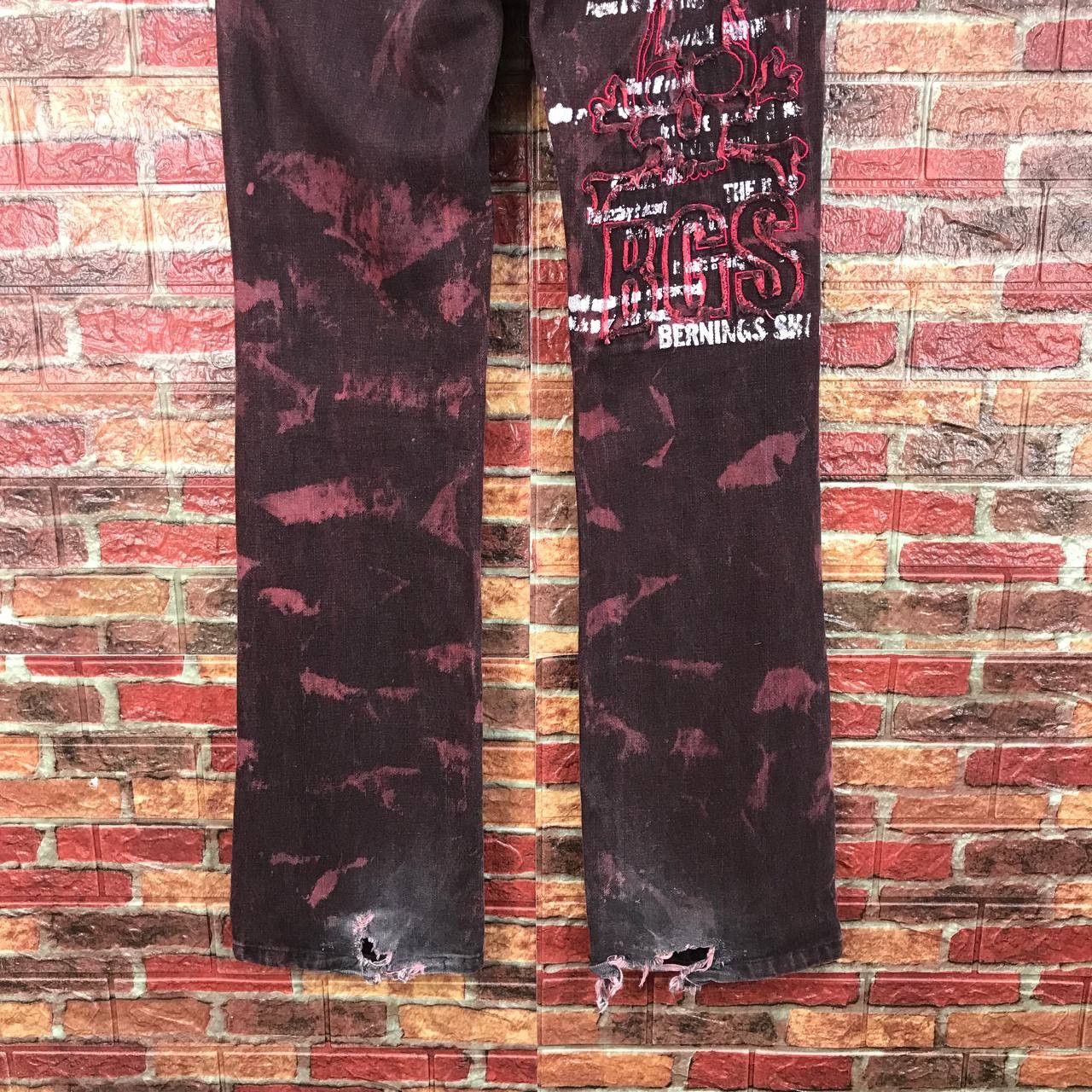 If Six Was Nine FLARED🔥BERNING-SHO DYE CYBER-PUNK SKULL DISTRESSED DENIM Size US 28 / EU 44 - 6 Thumbnail