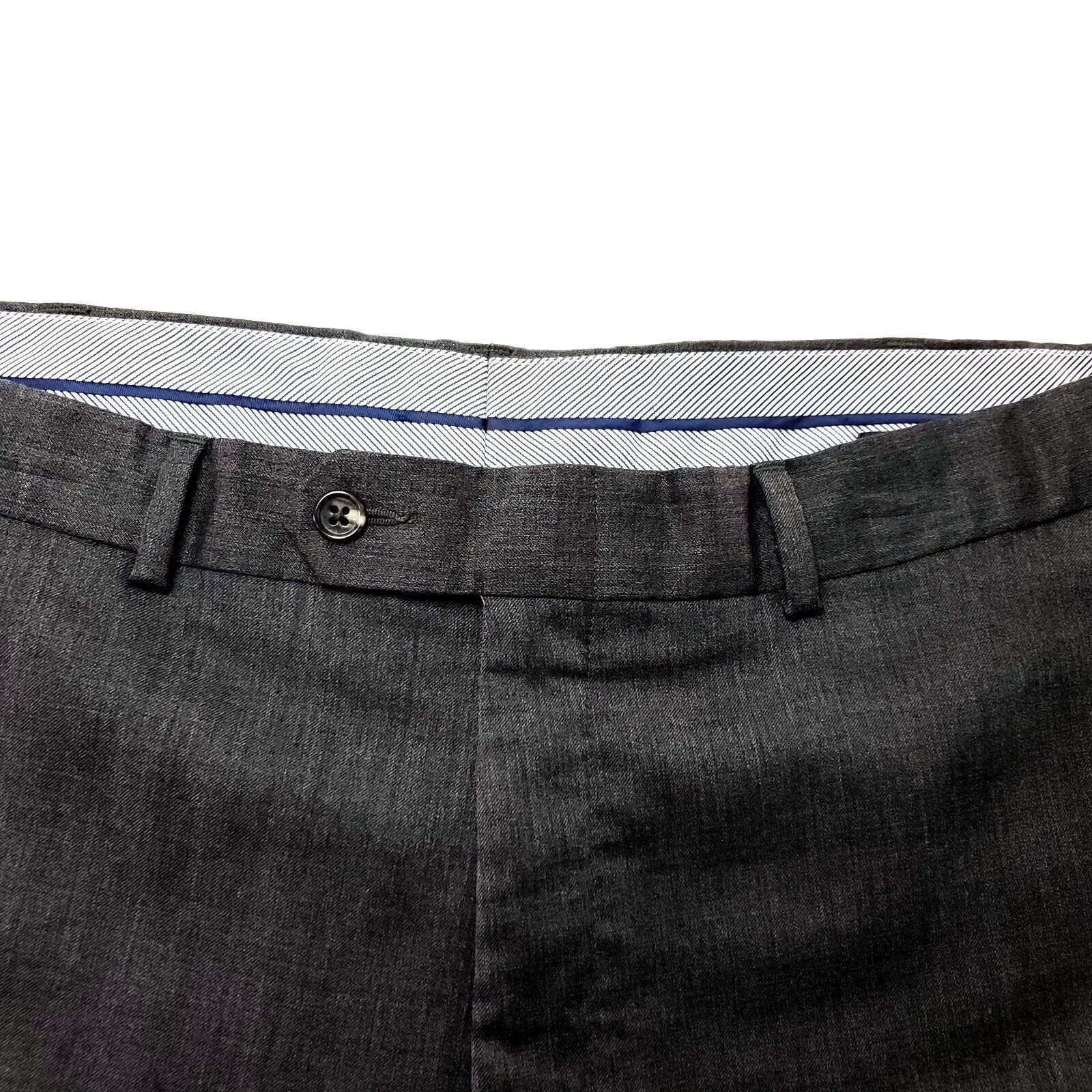 Hart Schaffner Marx Hart Schaffner Marx Wool Dress Pants 36/28 Gray Flat Front M Size 36R - 2 Thumbnail