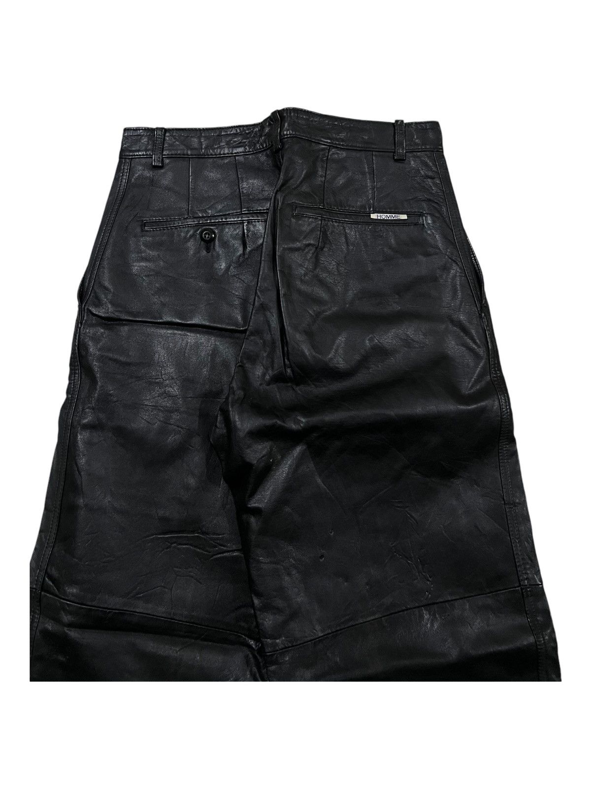 Comme des Garcons Homme 1980s Comme des Garçons Homme Cowhide Leather Runway Pants Size US 28 / EU 44 - 4 Thumbnail