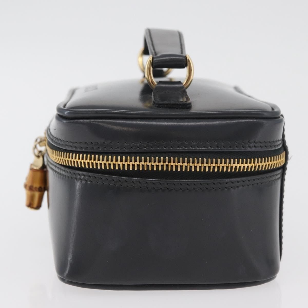 Gucci Gucci Bamboo Patent Leather Vanity Handbag Gray Size ONE SIZE - 13 Thumbnail