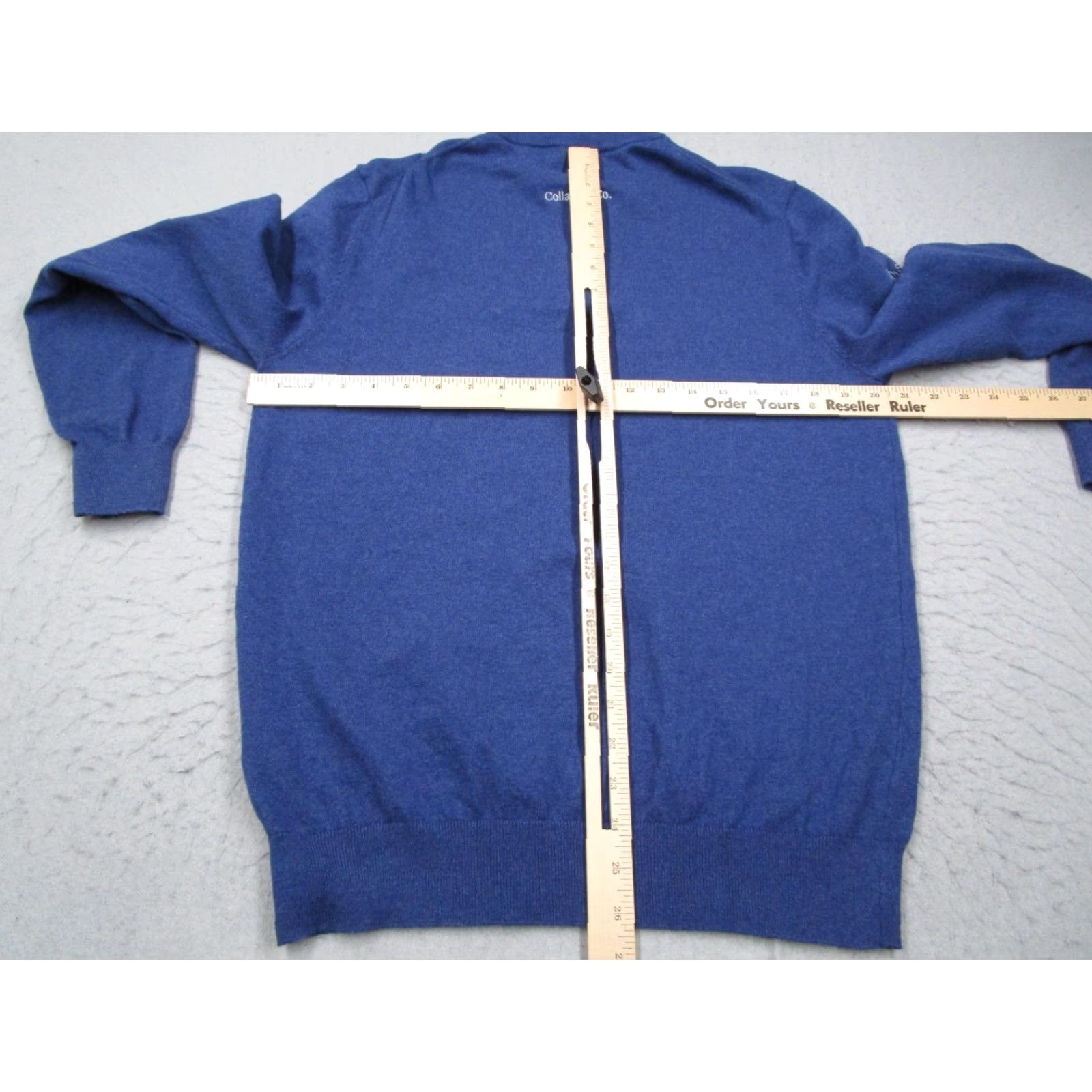CO Collars & Co. Men's Large Blue Cotton Cashmere 1/4 Zip Pullover Sweater Pebble Beach Golf Activewear Size US M / EU 48-50 / 2 - 5 Thumbnail