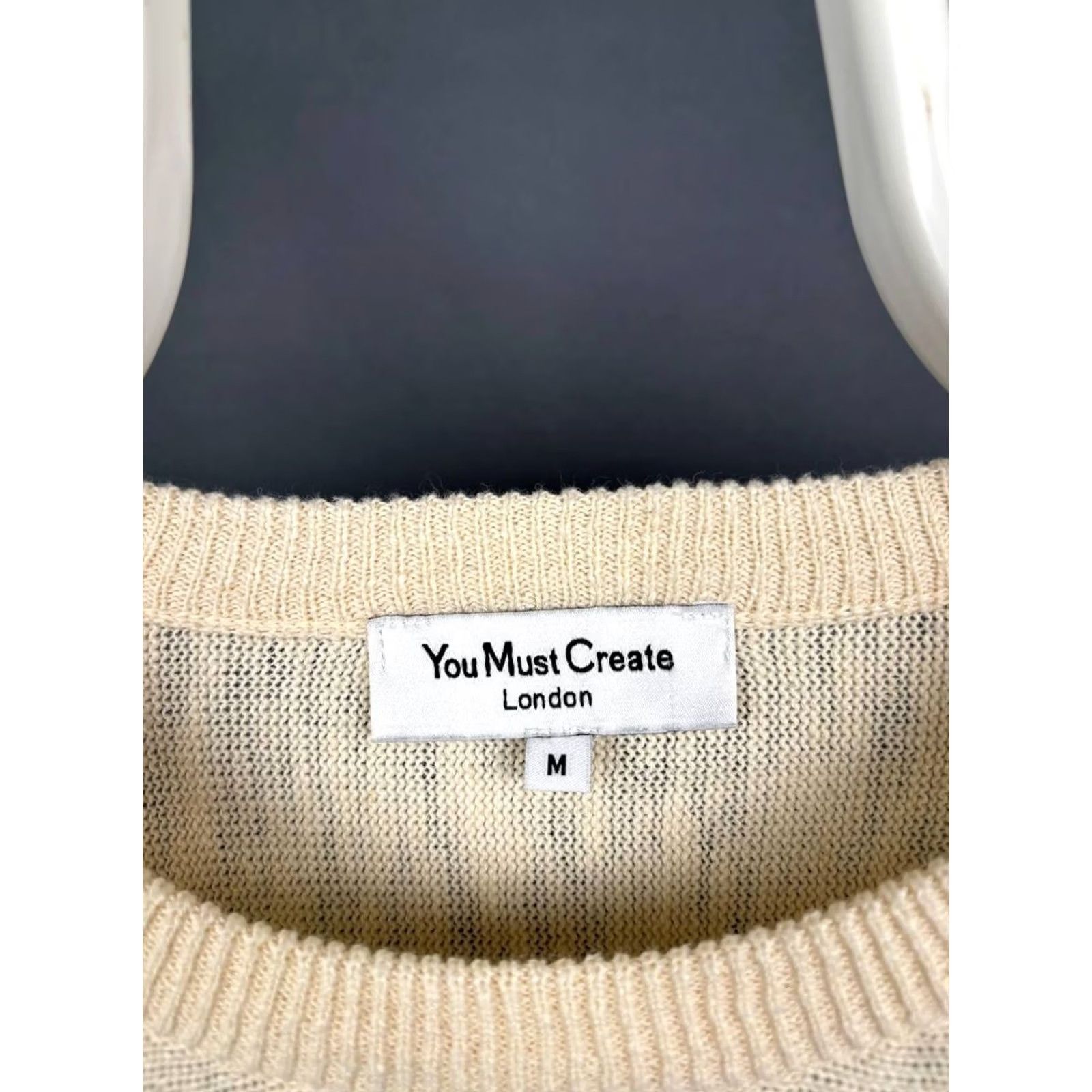 Vintage You Must Create Sweater Mens M Blue & Beige Size Cotton Long Sleeve Crew Neck Size US M / EU 48-50 / 2 - 3 Thumbnail