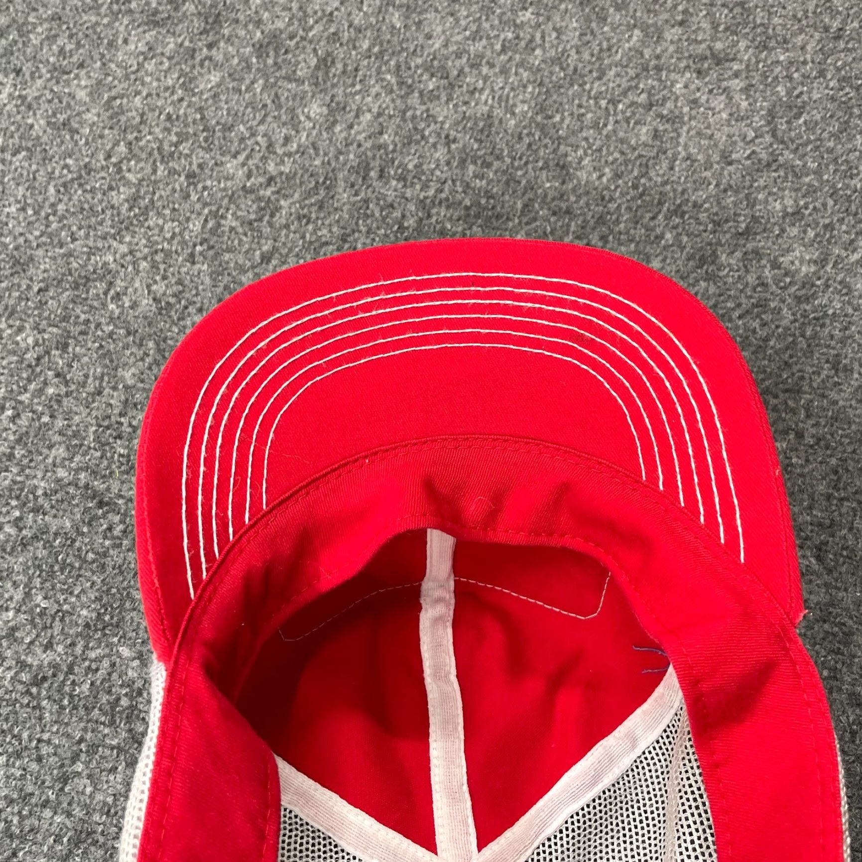 Vintage VINTAGE K-Products Hat Trucker Red White Mo Valley Agriculture Patch Farm Men Adjustable Cap Cap Red White Trucker Logo Mens Size ONE SIZE - 5 Thumbnail