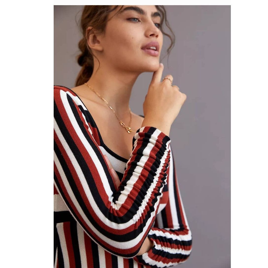 anthropologie striped long sleeve dress Saturday Sunday Anthropologie Black and White Striped Long Sleeve Dress